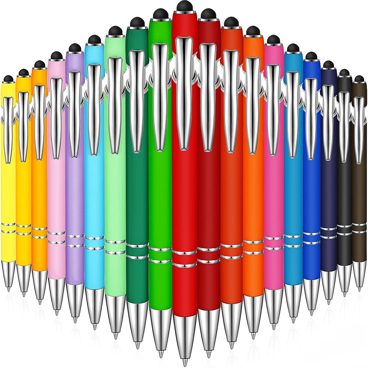 Zonon 38 Pcs Stylus Ballpoint Pens, Metal Rubberized Grip, Assorted Colors