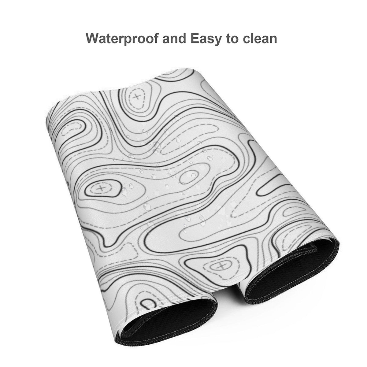 BEYIMEN Gaming Mouse Pad, White Topographic Pattern, 35.4 x 15.7 in