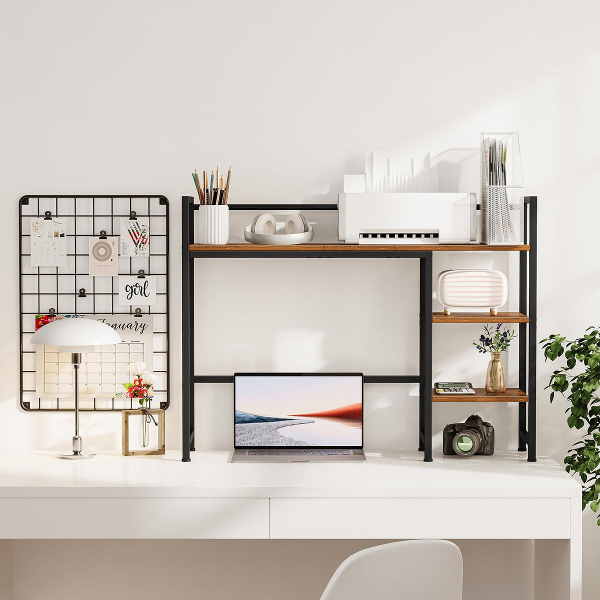 Snughome Desk Shelf, 38.6" Desktop Organizer Shelf, Desk Hutch for Computer Monitor, 4 Tier Desk
