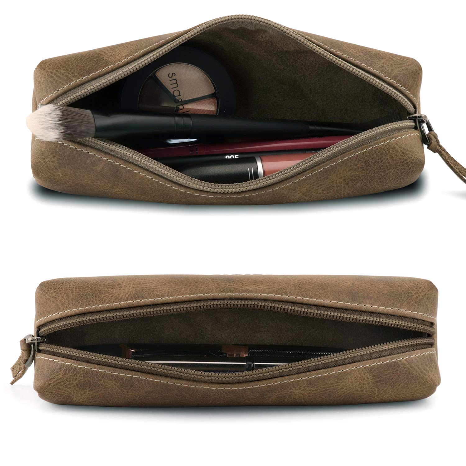 Londo Genuine Leather Zipper Pen, Pencil & Cosmetic Case
