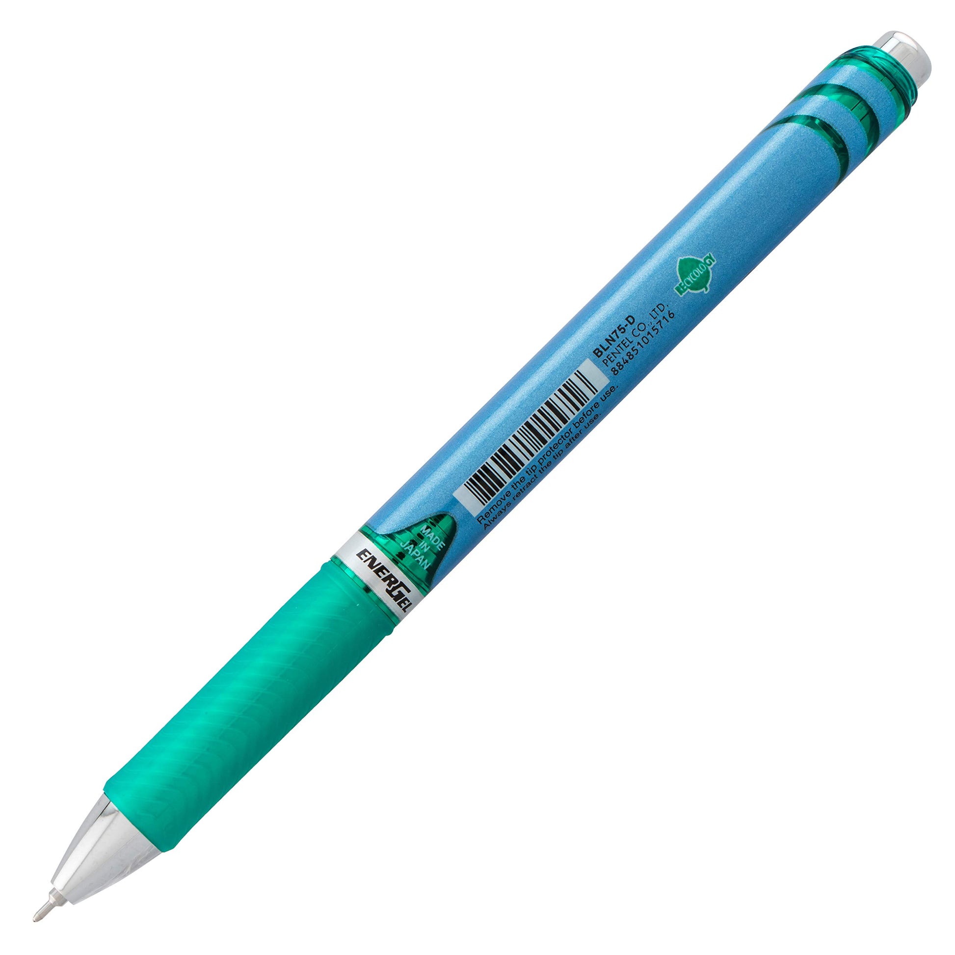 Pentel EnerGel Deluxe RTX Retractable Liquid Gel Pen, Fine Line, Needle Tip, Green Ink, Box of 12