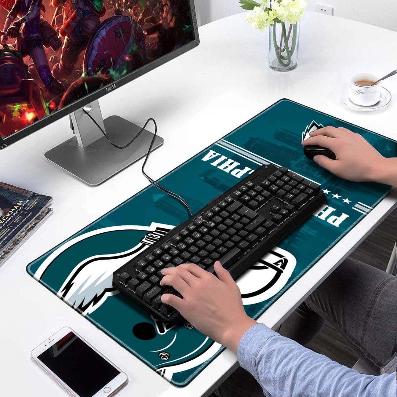 Large Stitched Edges Gaming Mouse Pad,31.5 X 13.8 Inch Mousepad for Laptop Computer Desktop