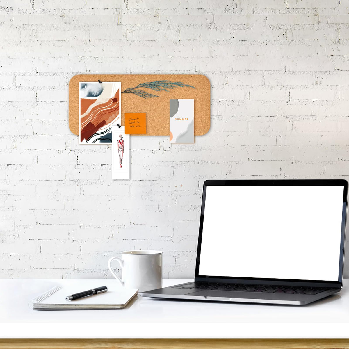 YCCYYCCY 2 PCS 12.5"*5.5" Self-Adhesive Cork Board, 1/2"(12mm) Thick Cork Boards for Walls, 1 Pack