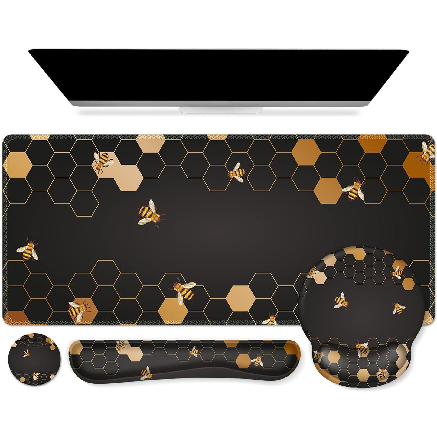 iCasso Honeycomb Mousepad 35.4"x15.7", Desk Protector for Workspace