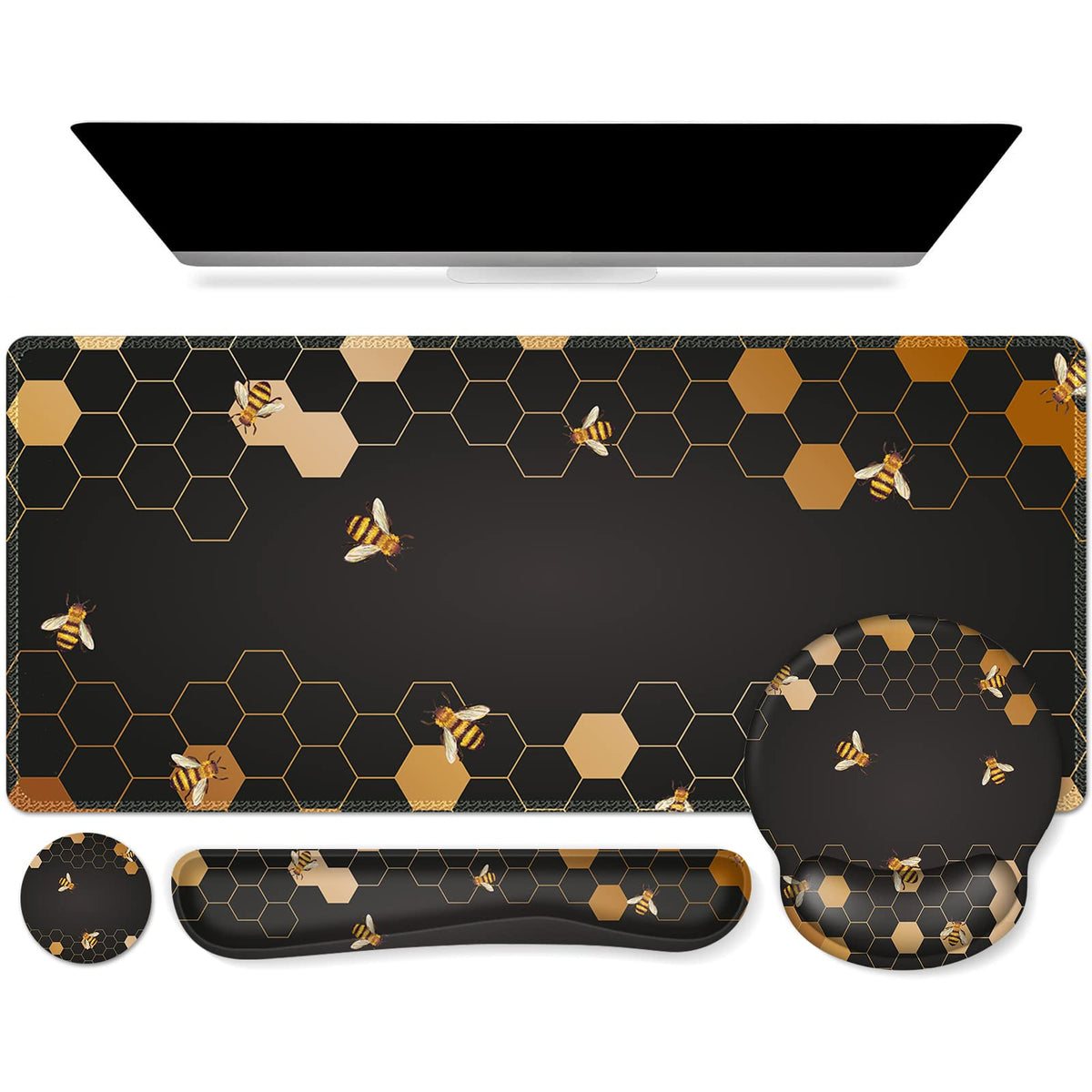 iCasso Honeycomb Mousepad 35.4"x15.7", Desk Protector for Workspace