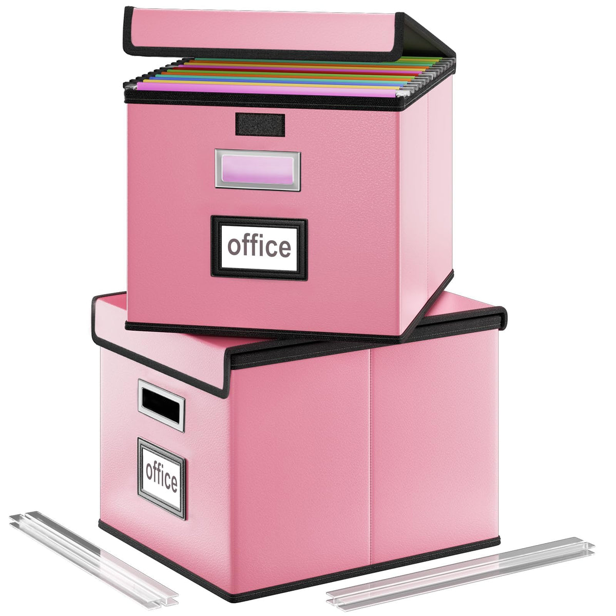 Huolewa File Organizer Box with Lids, Collapsible File Folder Organizer