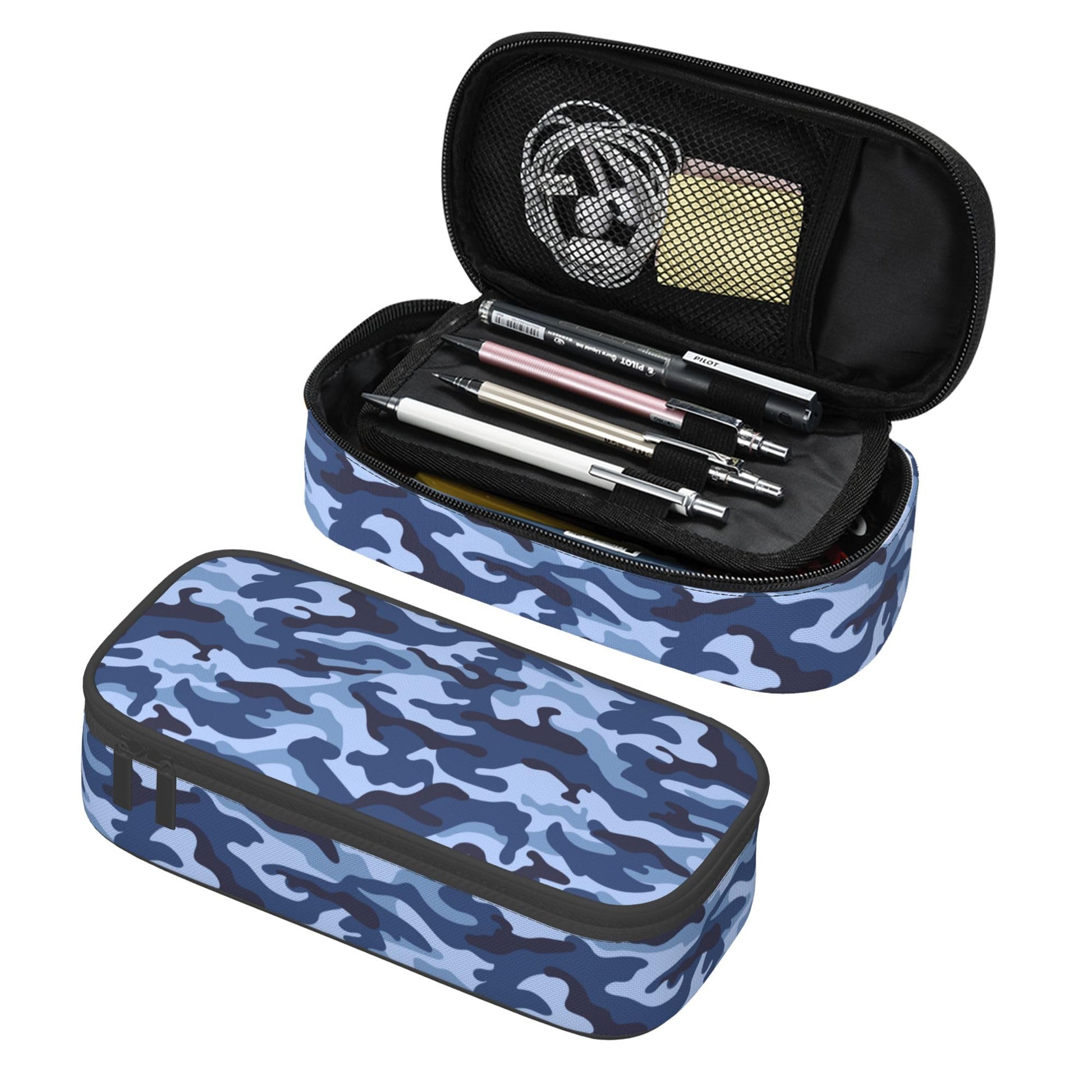 YIJIUWKIS Kids Adults Camo Style Pencil Case Blue Pencil Box for Boys Men Girls Women, Portable