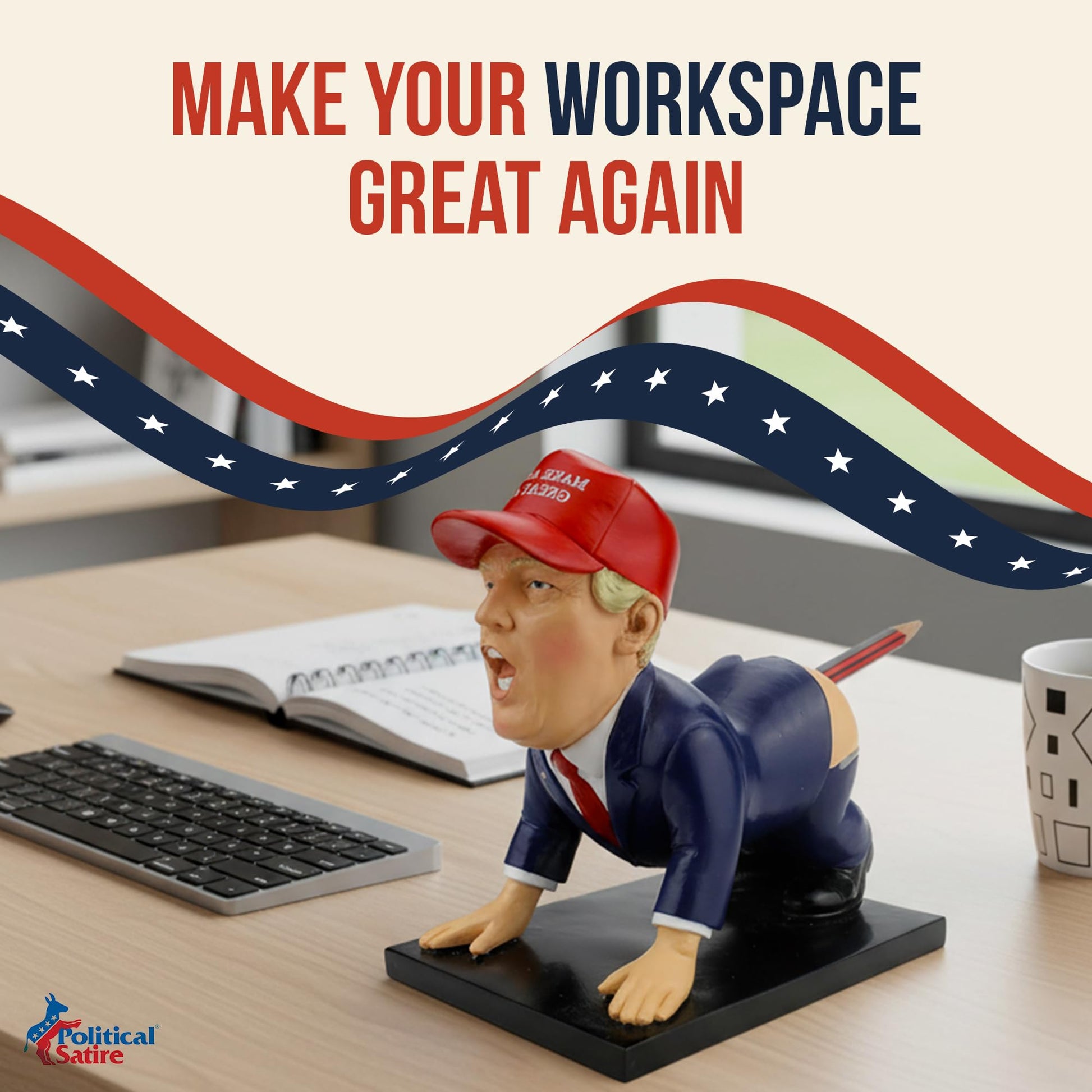 Donald Trump Pen Holder - Donald Trump Merchandise. Funny Gifts for Men, White Elephant Gifts for