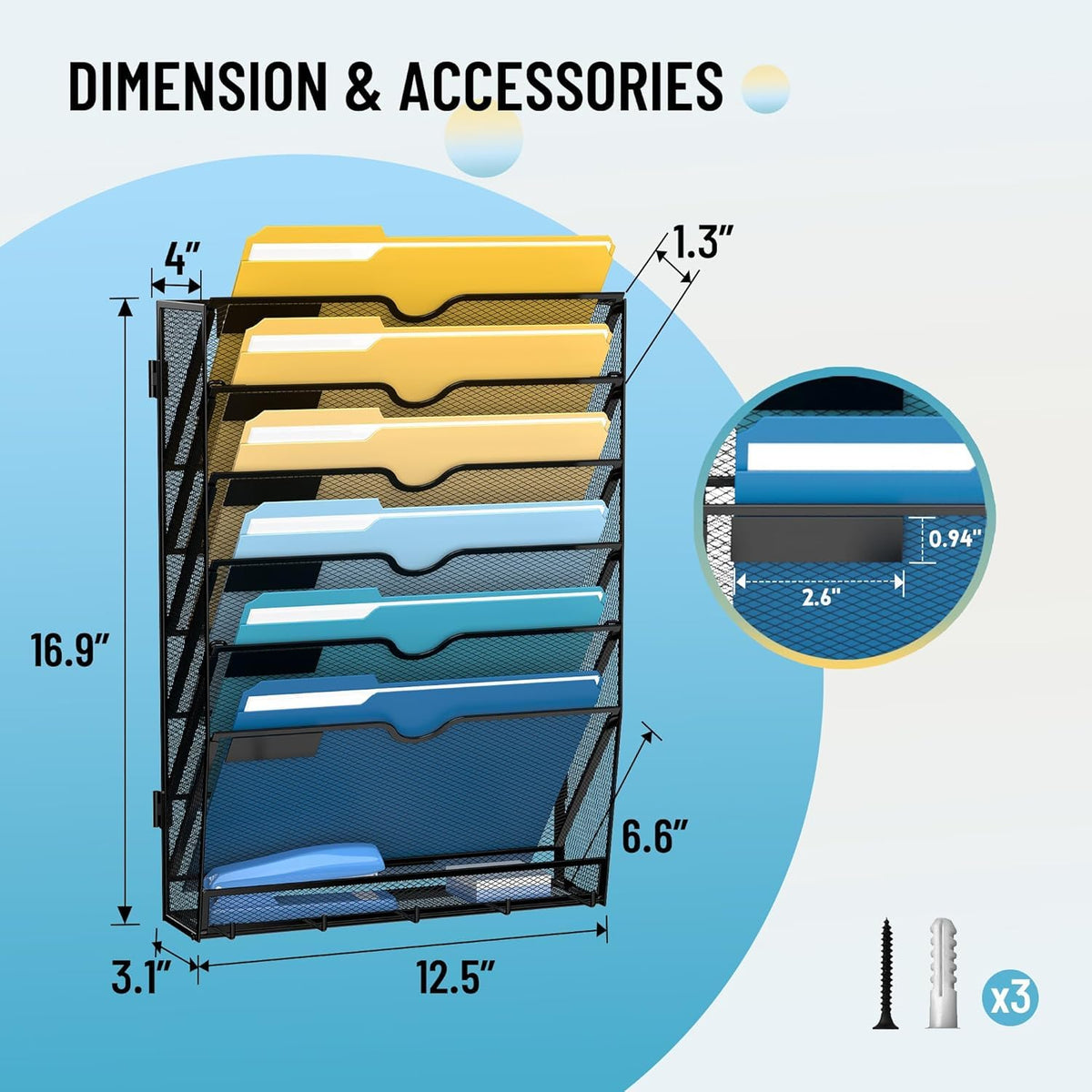 SUPEASY 7-Tier Hanging Wall File Organizer with Hooks, 2 Pack