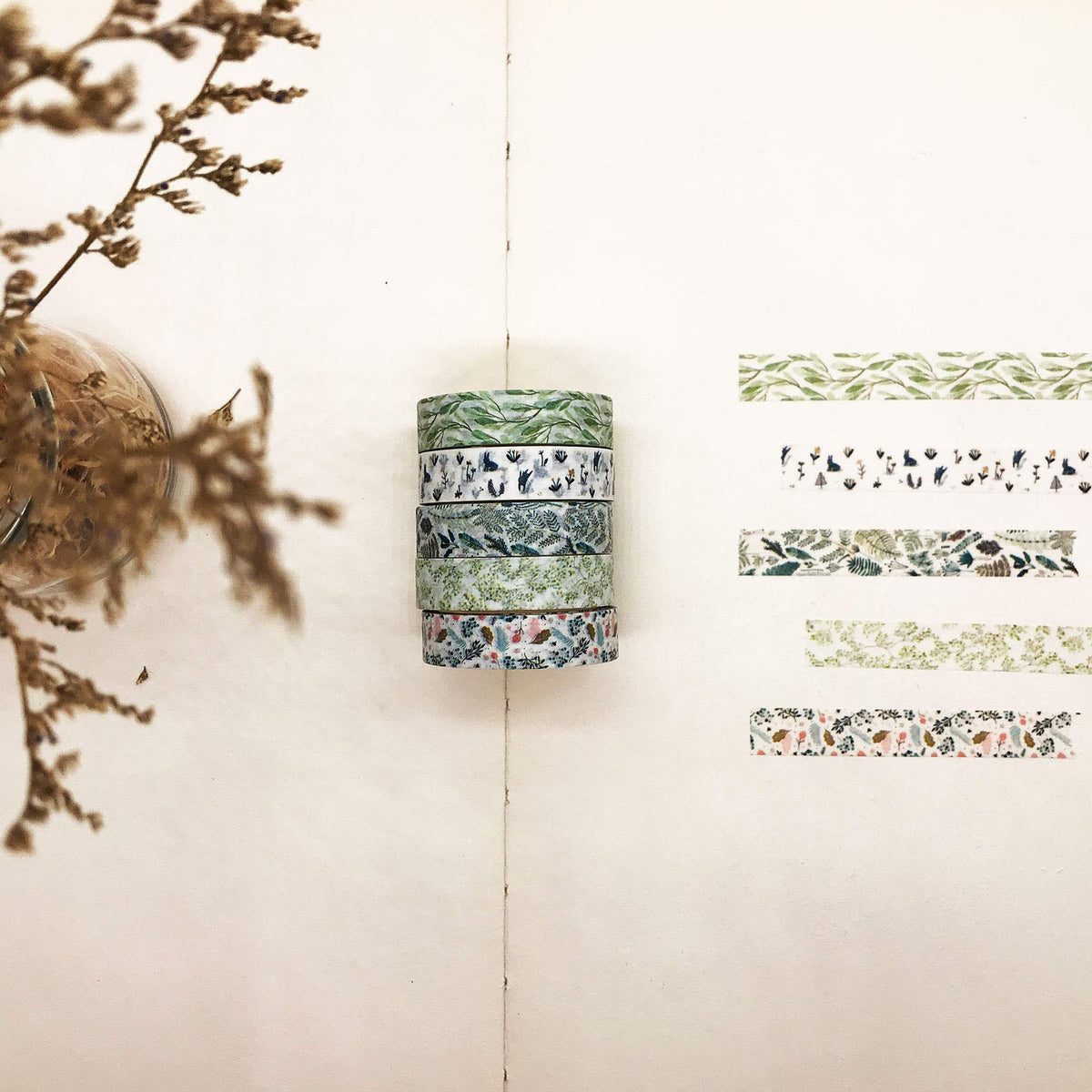 EnYan 5 Rolls Vintage Floral Washi Tape Set, Japanese Masking Decorative Tapes for DIY Crafts and