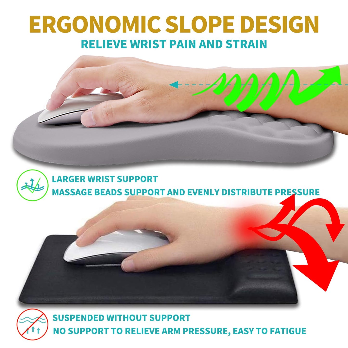 Hokafenle 2 In 1 Ergonomic Mouse Pad Wrist Support & Wrist Rest For Computer Keyboard Set, with