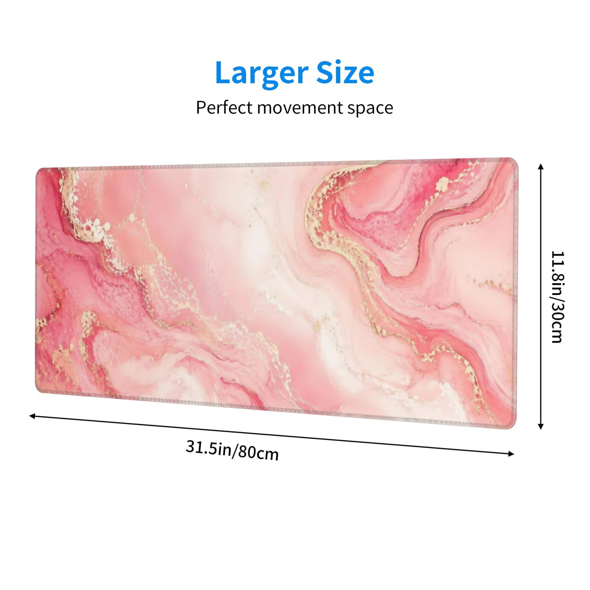 Pink Gold Marble Mouse Pad XL Large Mousepad Non Slip Rubber Base Desk Mat for Laptop Computer