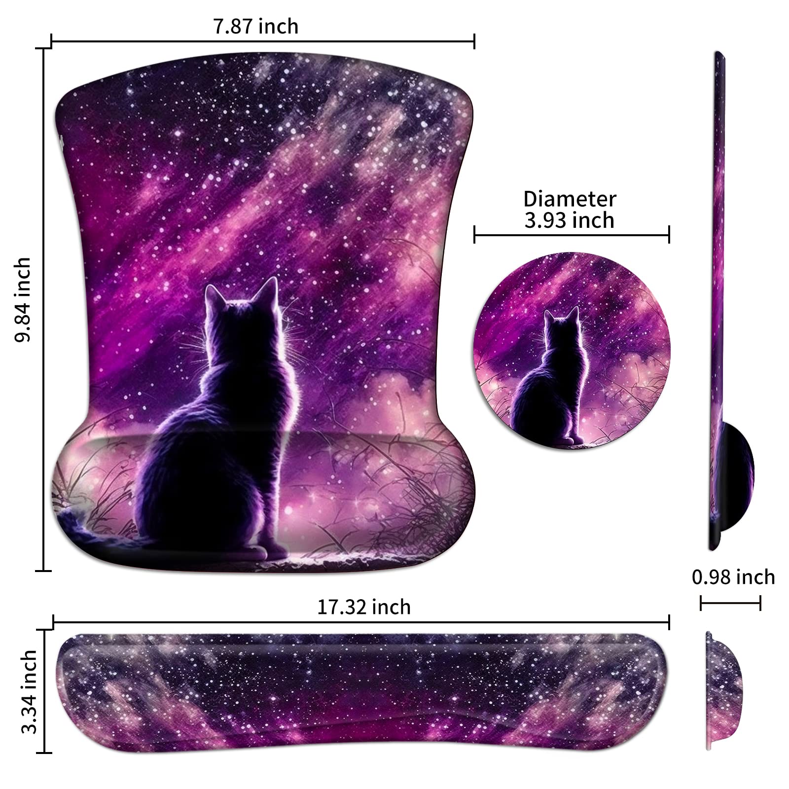 Keyboard Wrist Rest Pad and Ergonomic Gaming Mouse Pad with Wrist Support Set (with Cute Coasters)