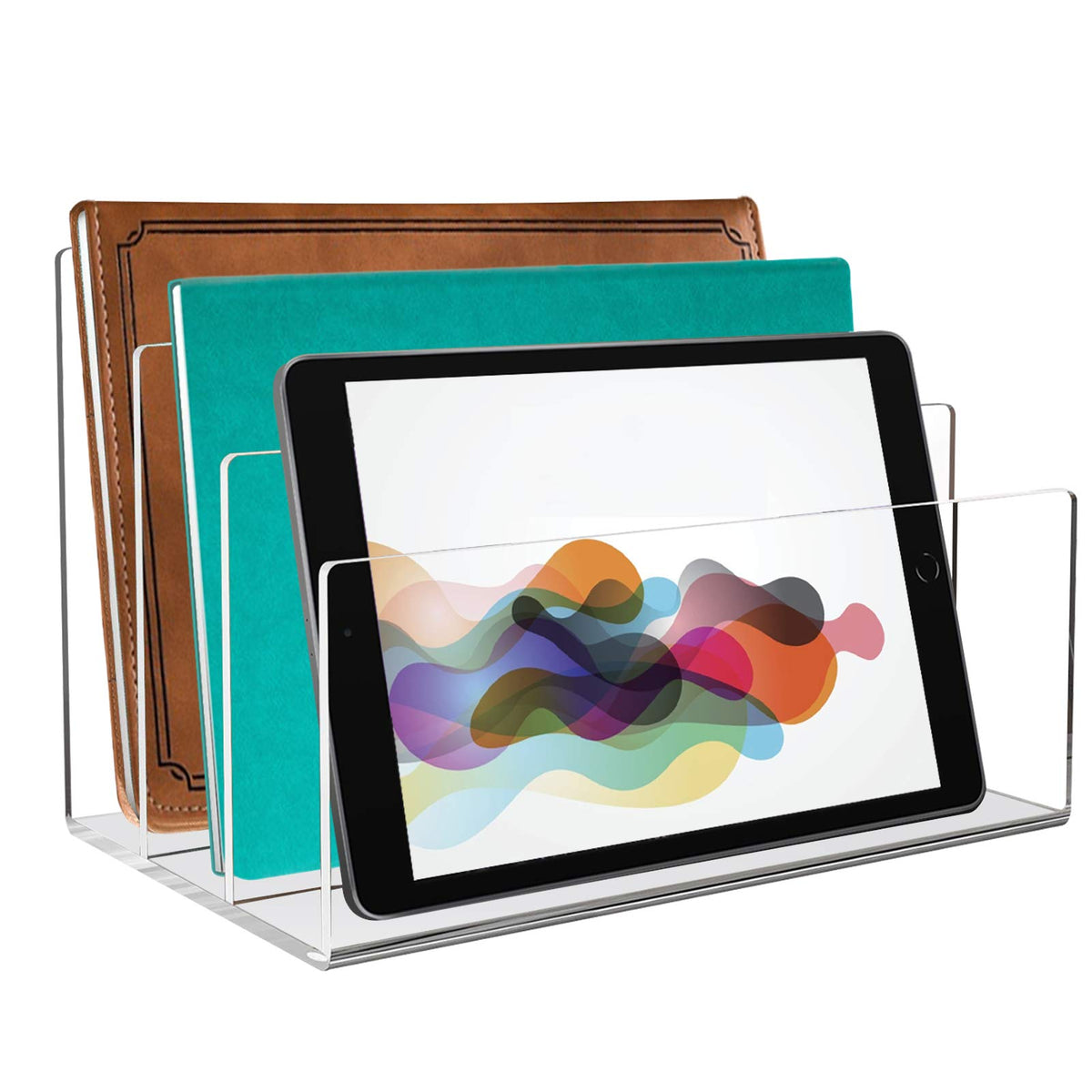 Tasybox Acrylic File Holder, File Sorter Desk File Organizer Desktop Rack