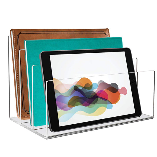Tasybox Acrylic File Holder, File Sorter Desk File Organizer Desktop Rack