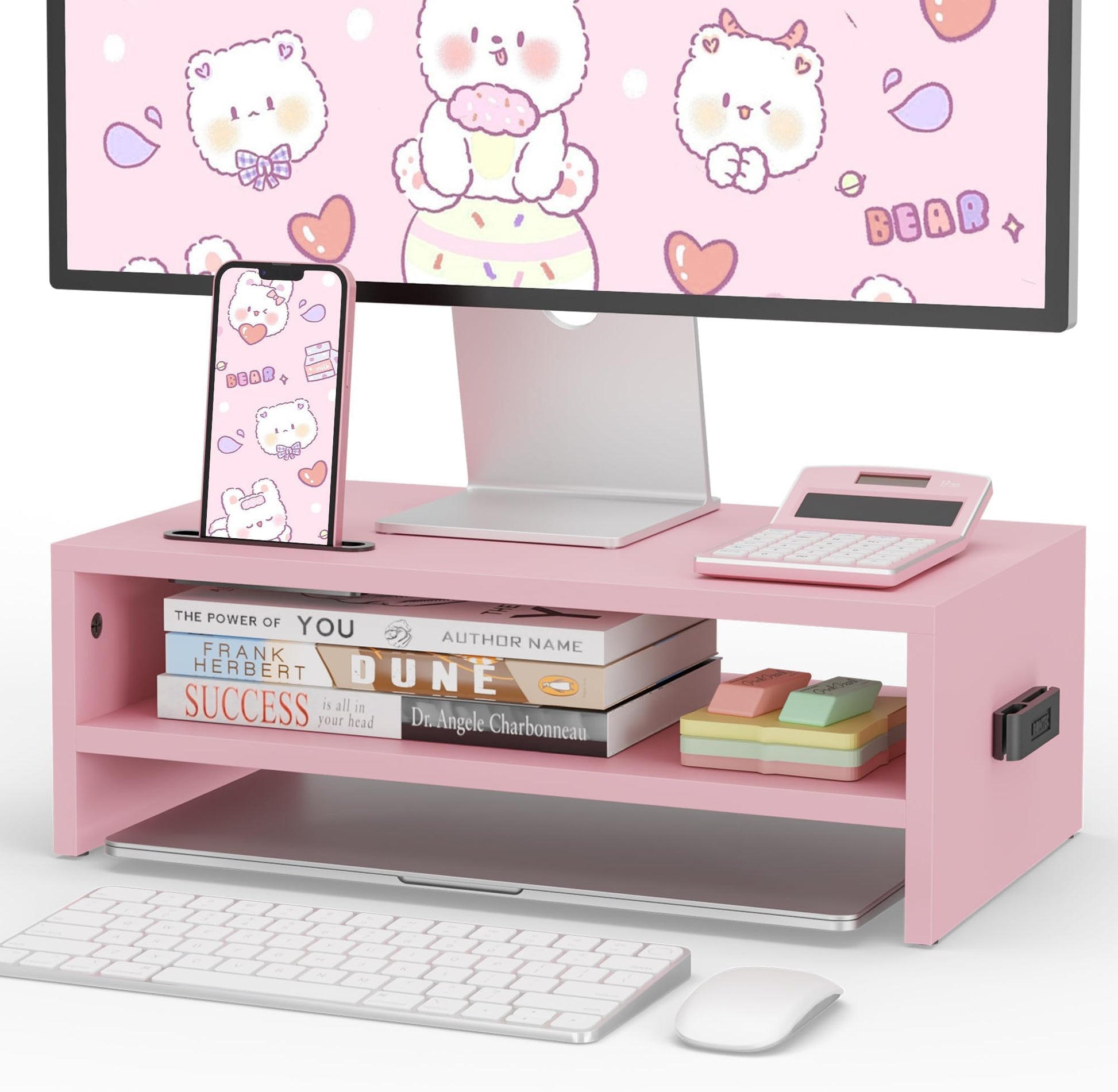 BONTEC Wooden Monitor Stand Riser for Desk, 2-Tier Computer Monitor Stand