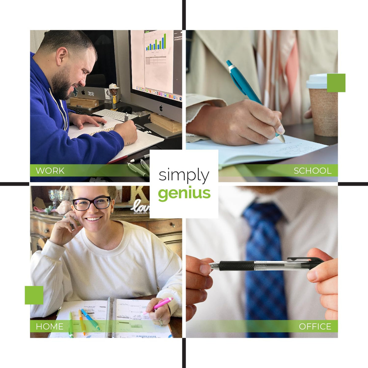 Simply Genius Blue Ballpoint Pens - 200 Bulk Pens, Retractable, Blue Ink - Smooth Writing &