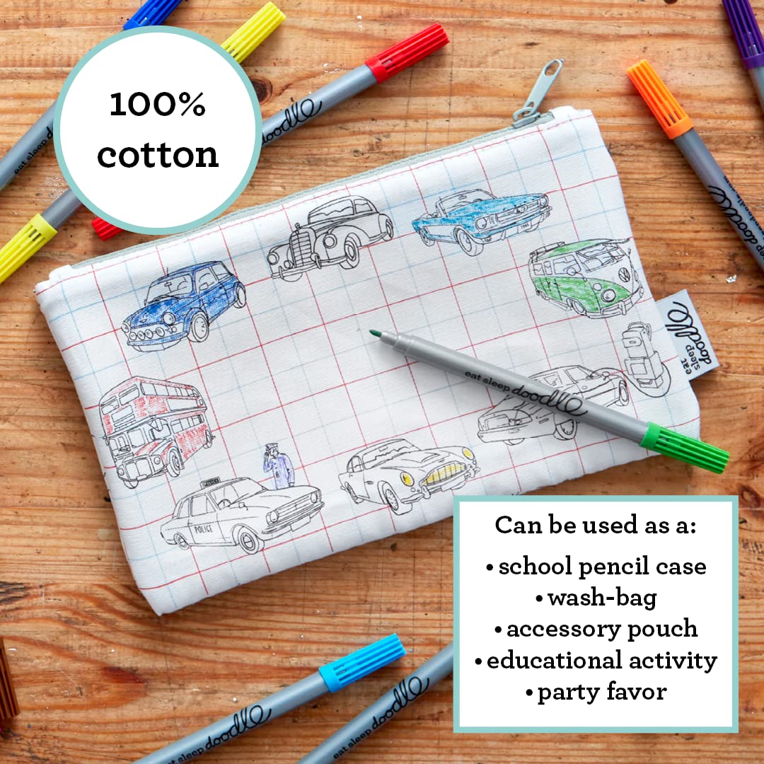 eatsleepdoodle Working Wheels Coloring Pencil Case, 10pk Washable Markers