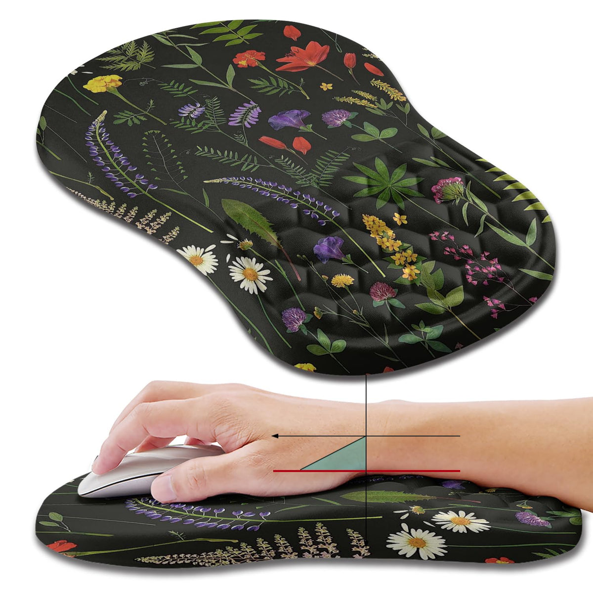 Hokafenle Ergonomic Mouse Pad Wrist Support, Wrist Rest Mousepad for Carpal Tunnel Pain Relief with
