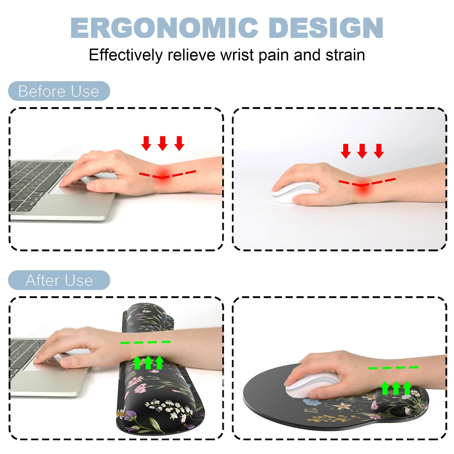 Ergonomic Mouse Pad with Wrist Rest and Keyboard Wrist Rest, Mousepad