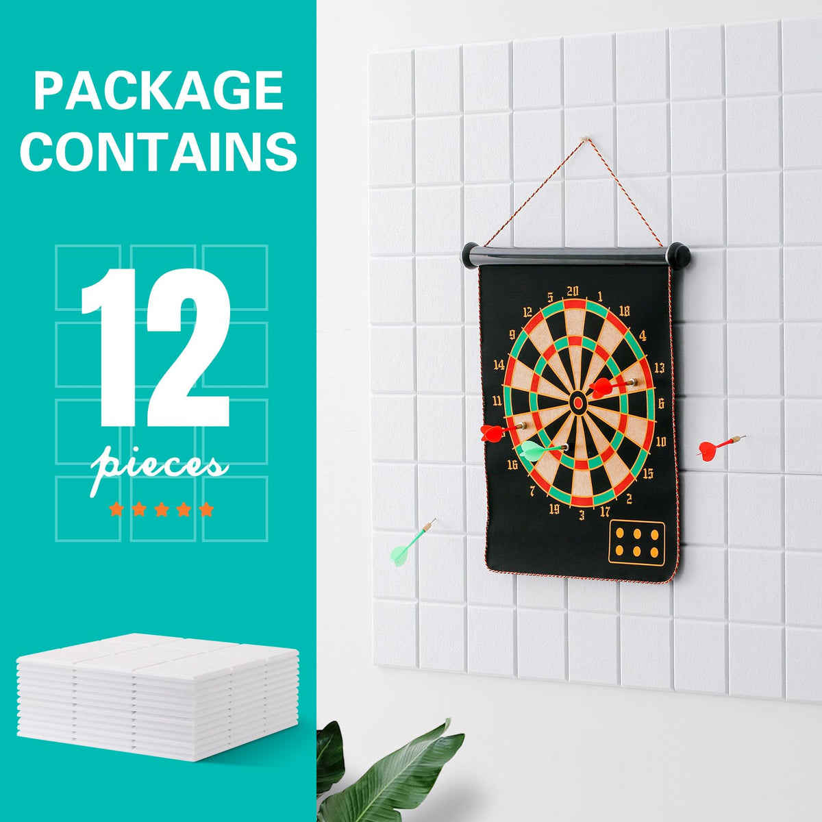 Cork Board for Walls 48" x 36", Bulletin Board for Office Decor, 12 Pack Felt Wall Tiles with Safe