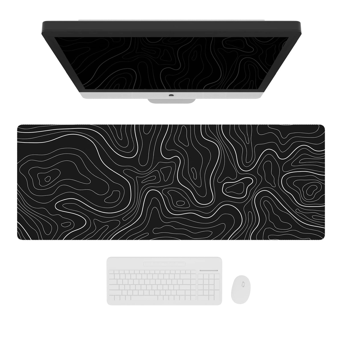 Ovenbird Extra Large Mouse Pad, Extended Topographic Map Gaming Mousepad with Non-Slip Base &
