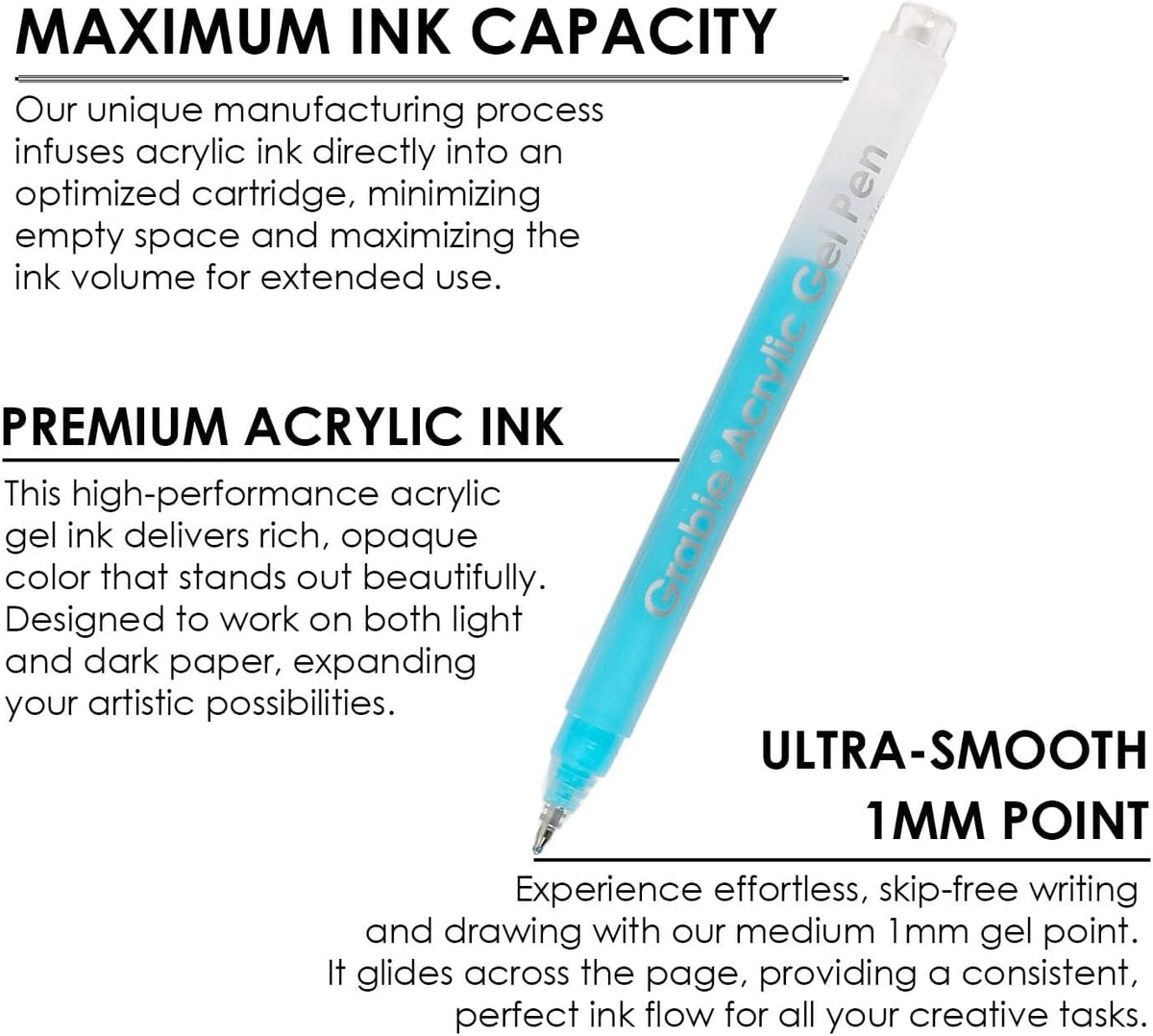 Grabie Acrylic Gel Pens Coloring Kit with Book, Pack of 12 Dessert Colors