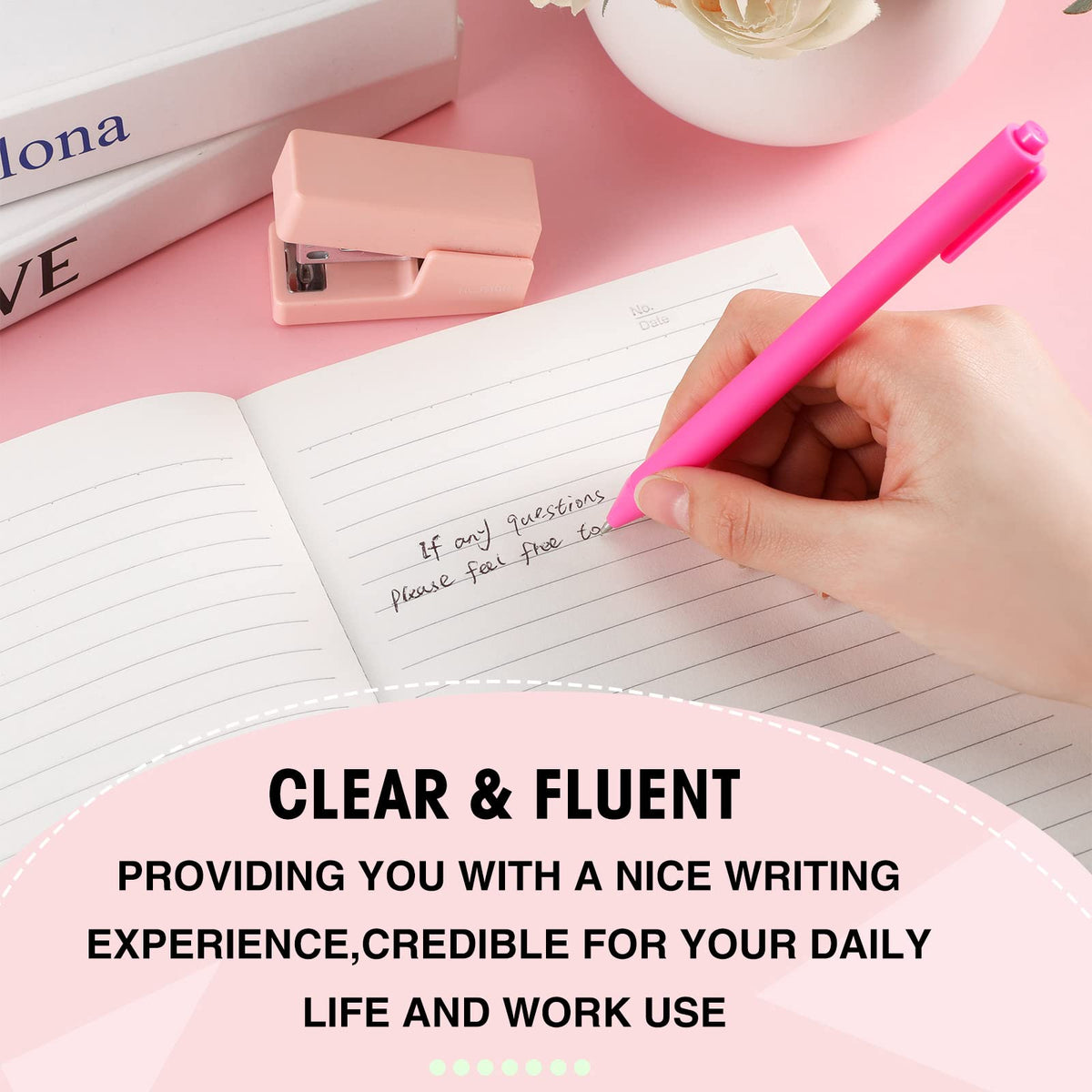 Teling 100 Pcs Ballpoint Pens Retractable Comfortable Cute Stylish Writing Pens in Medium Point 1.0