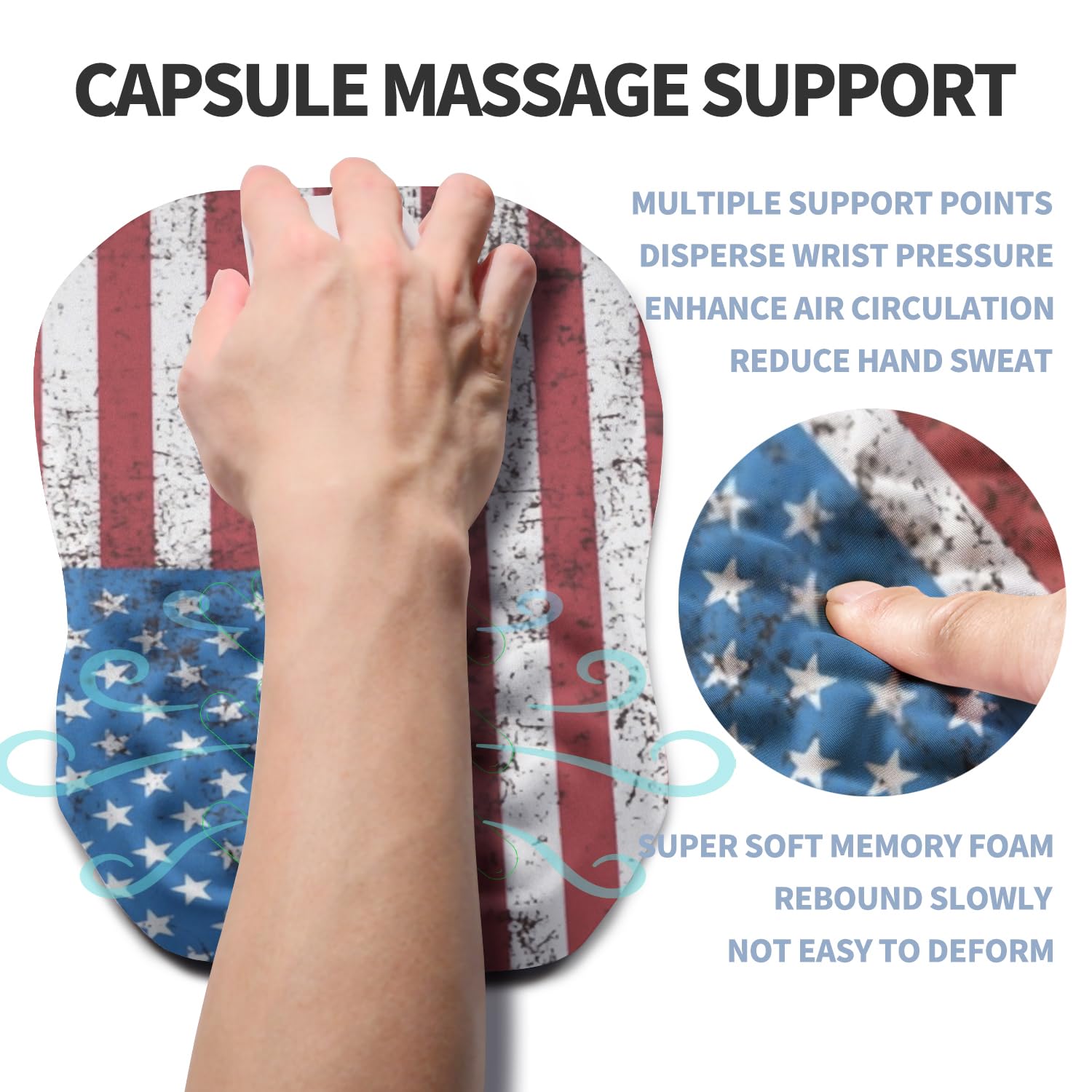 Gleamtide Ergonomic Raised Mouse Pad Wrist Support with Bilateral Slope Memory Foam Mousepad for