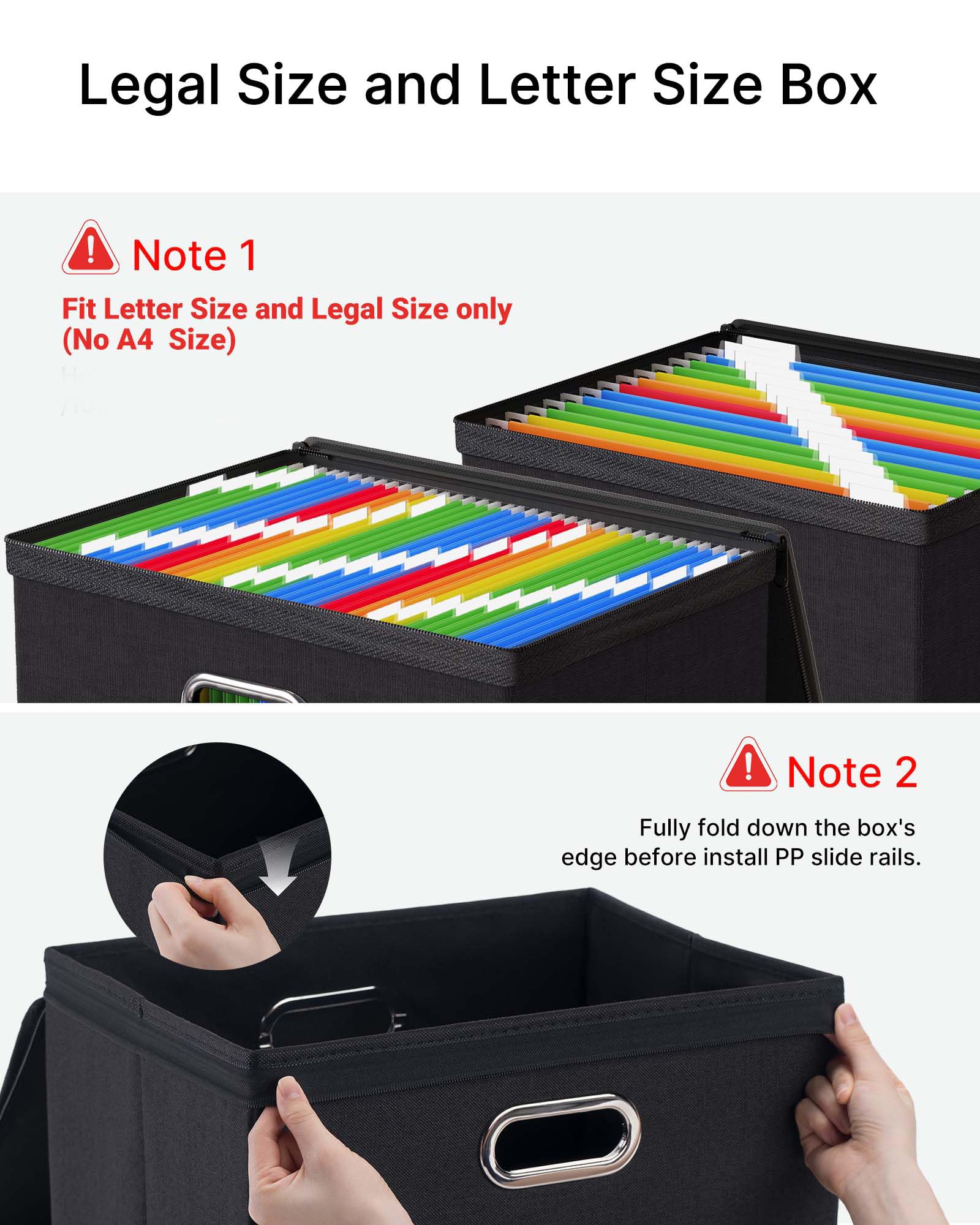 Oterri File Box Large 2-Pack Hanging Organizer for Letter/Legal-Size Folder