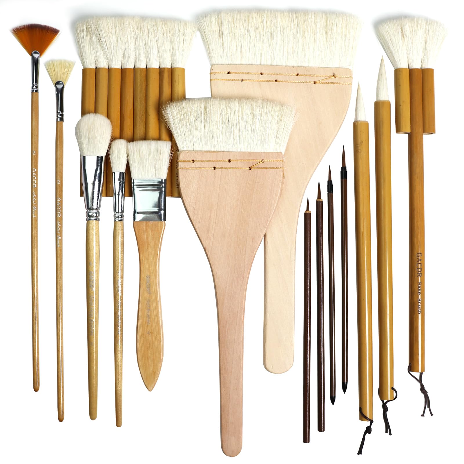 Pottery Brush Set, 15PCS Ceramic Glaze Brushes with Hake Brushes & Storage