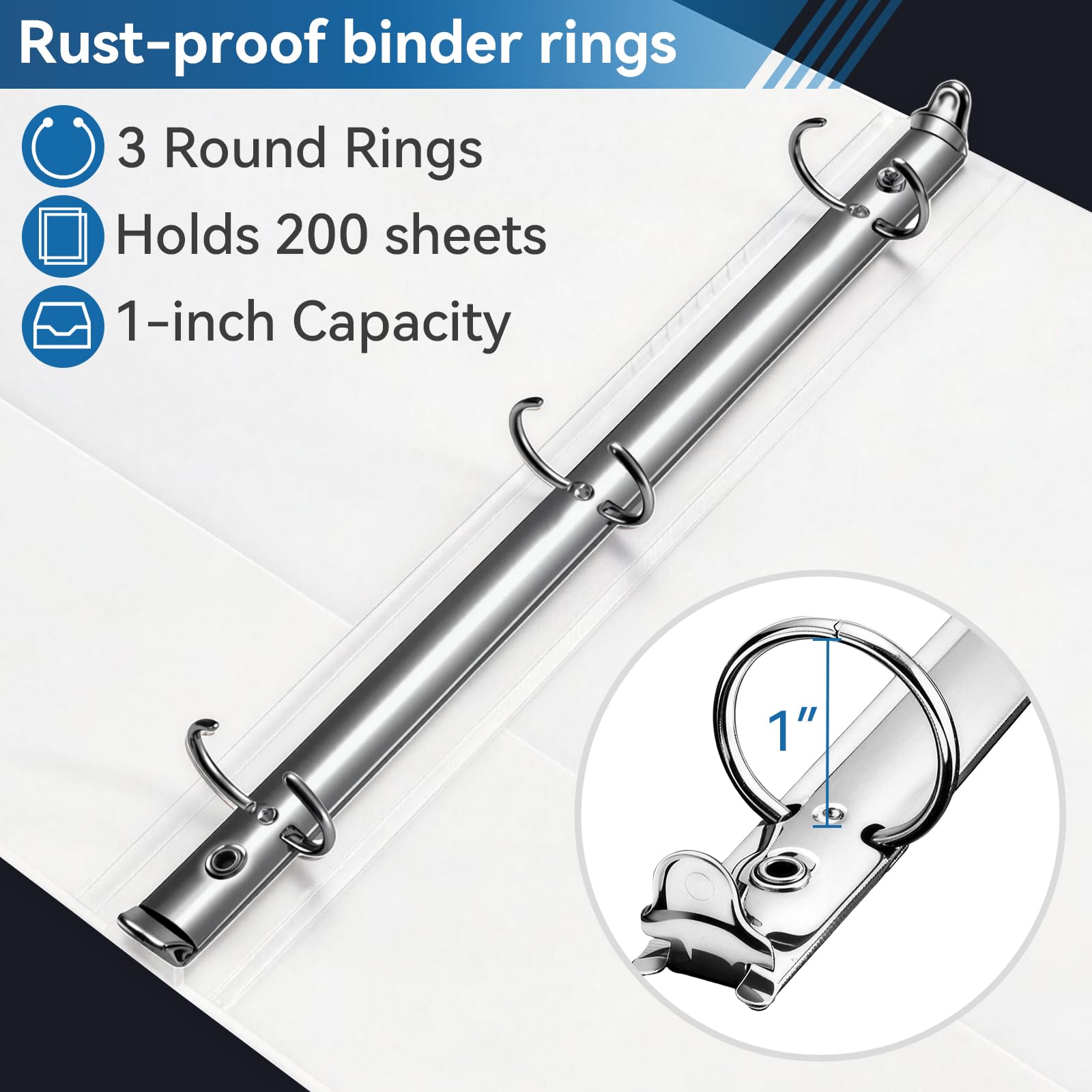 SUIN 1-inch 3 Ring Binder with 2 Pockets, Clear Customizable View Binders for US Letter Size 8.5''