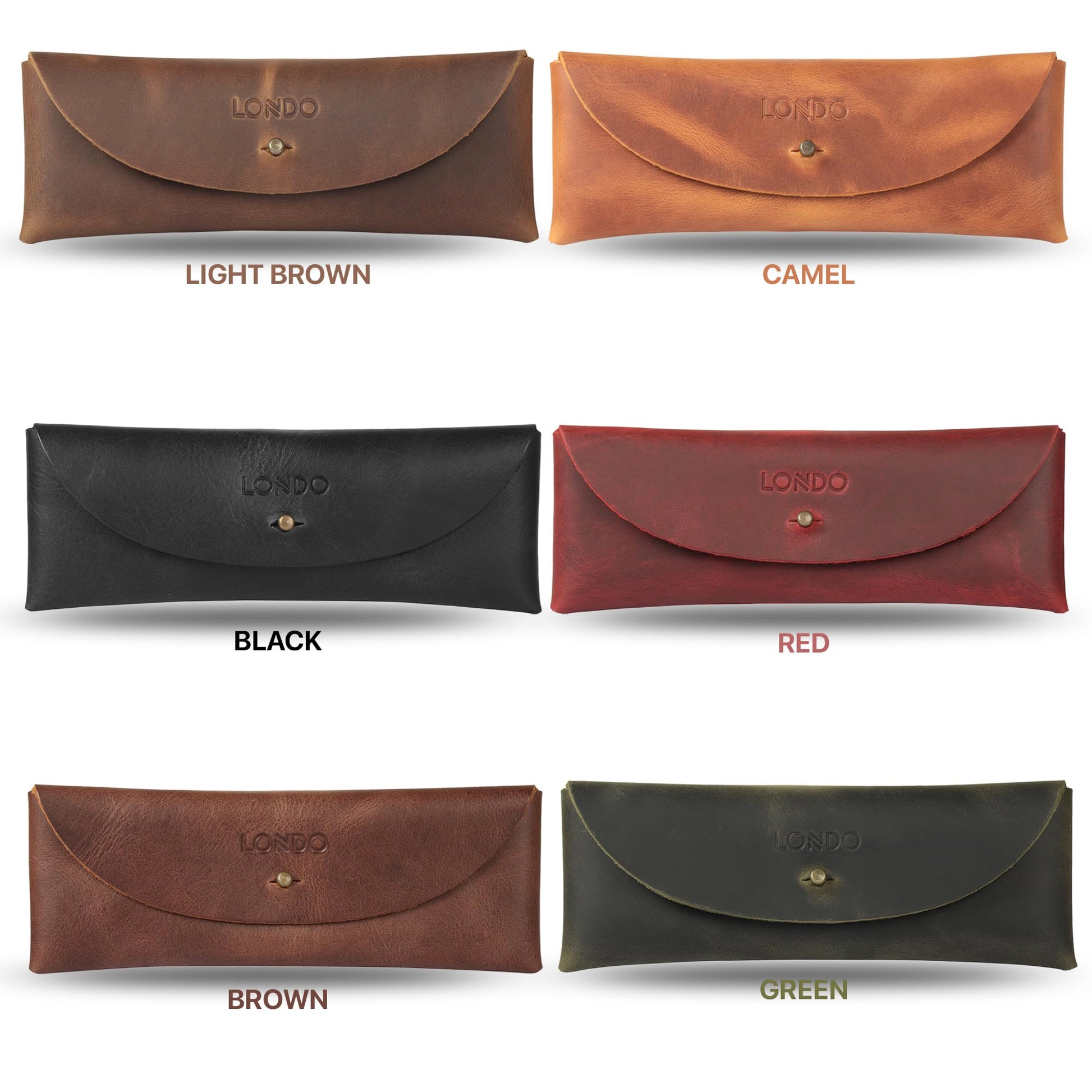 Londo Genuine Leather Retro Pen and Pencil Case - Metal Snap Fastener, Pencil Pouch Stationery Bag