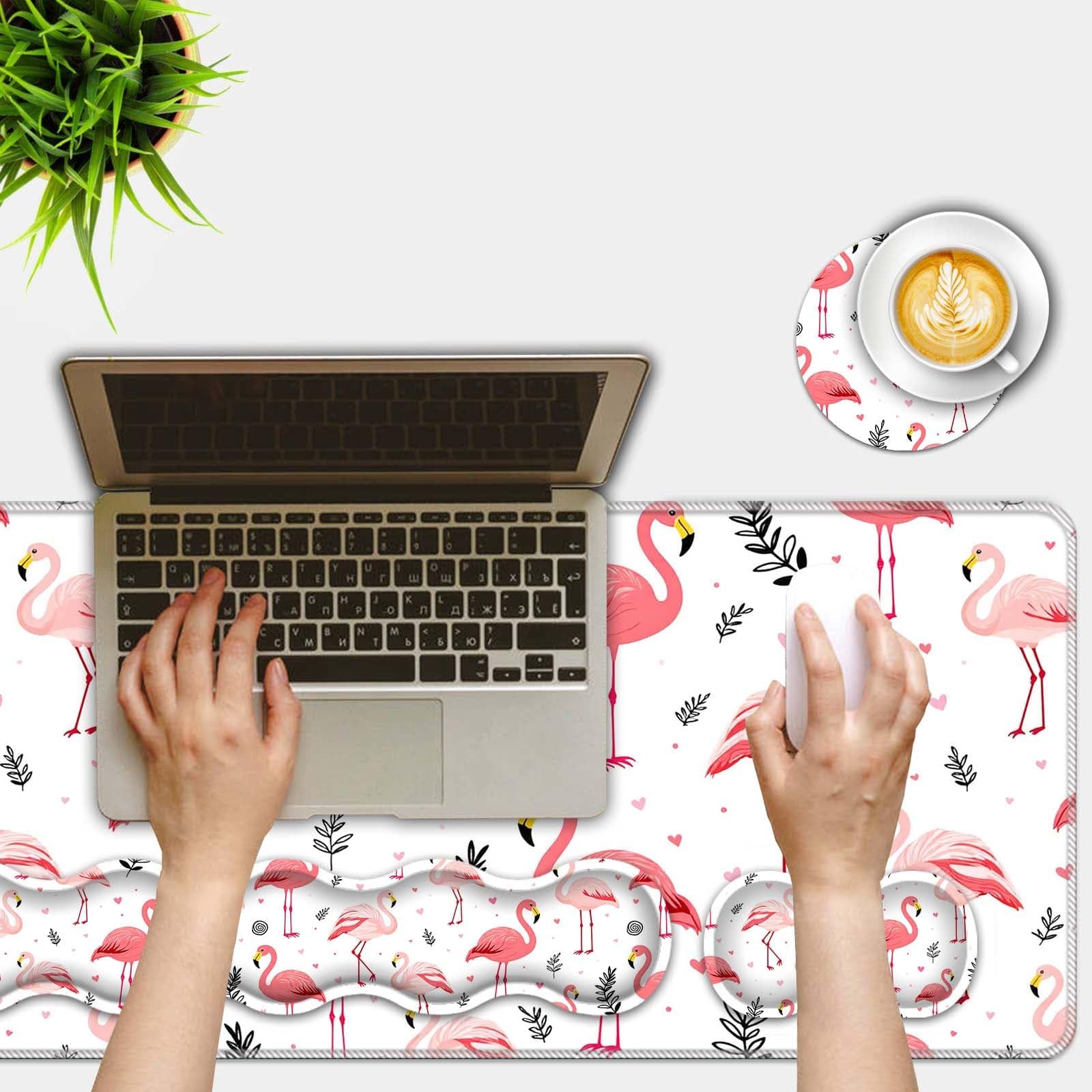 FGDRFGRW Mouse Pad Set,(31.5×11.8 in) Desk Pad + Keyboard Wrist Rest Support + Mouse Wrist Rest +