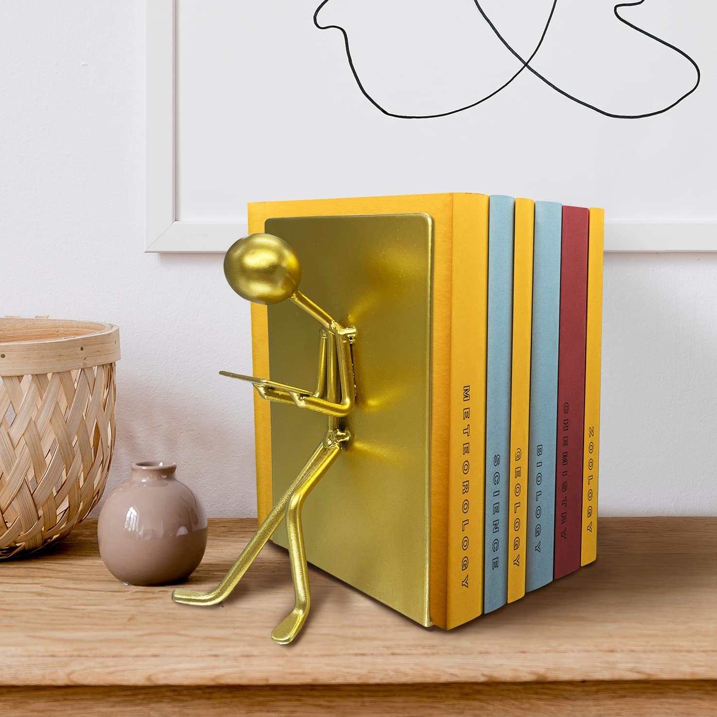 Ottimo Heavy Duty Metal Unique Office Desk Bookends for use as Bookshelf Decor, Home, Office or