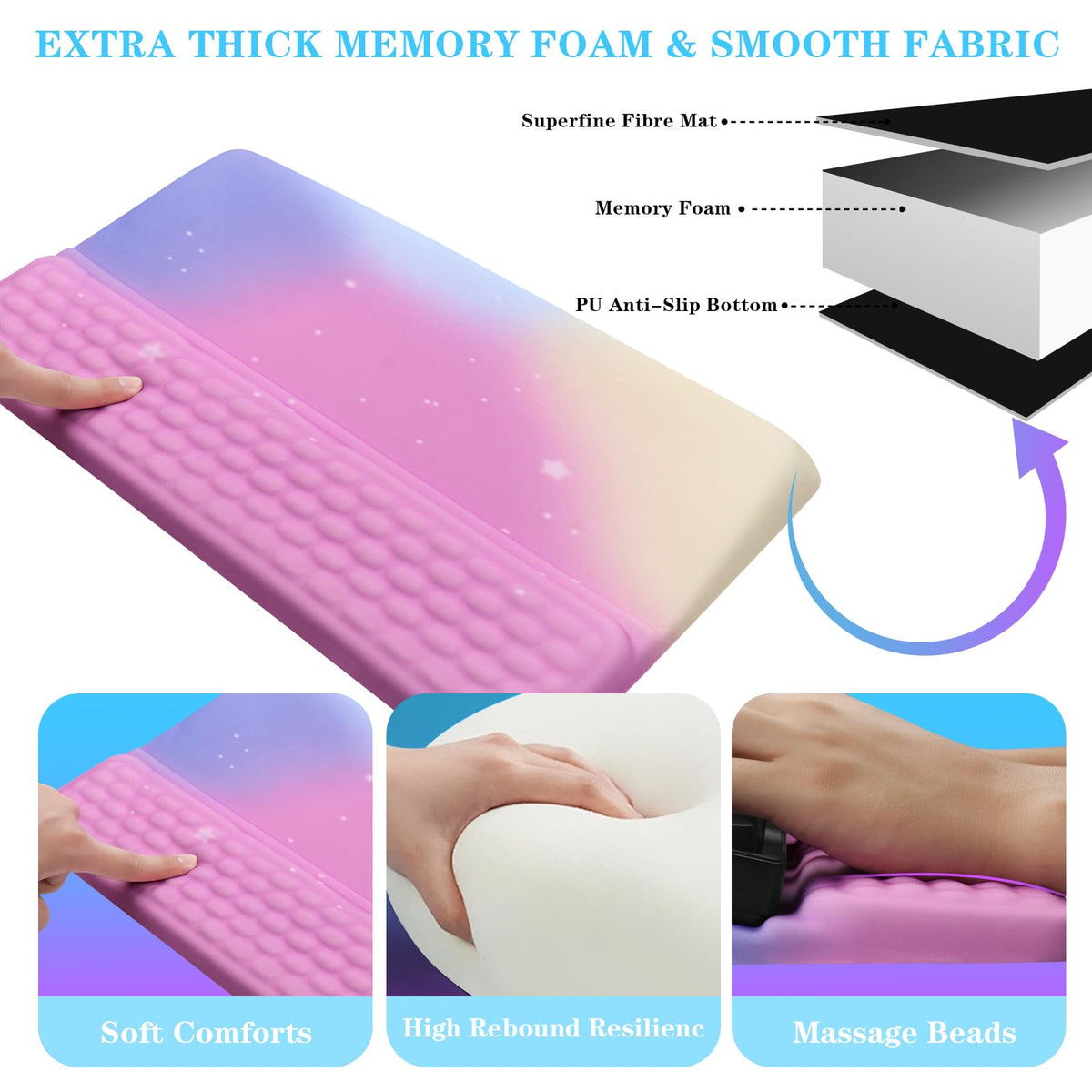Computer Keyboard Stand with Wrist Rest, Ergonomic Tilted Keyboard Holder - Keyboard Riser with