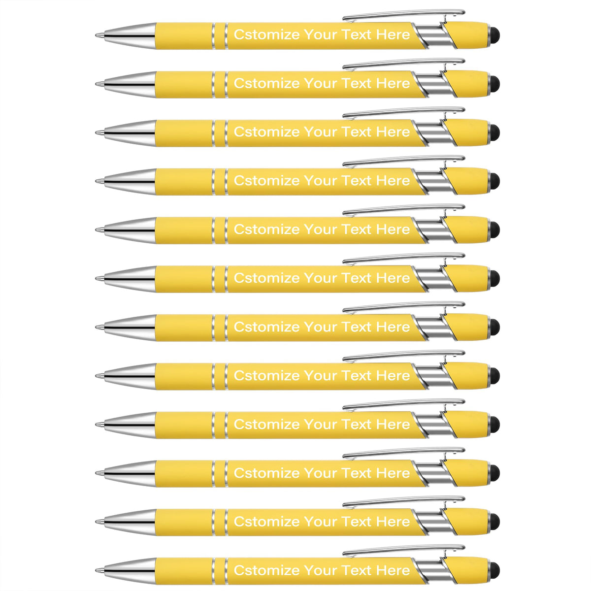 Kingluu 12 Pcs Personalized Ballpoint Pens with Stylus,Smooth Writing,Black Ink Custom Pens with
