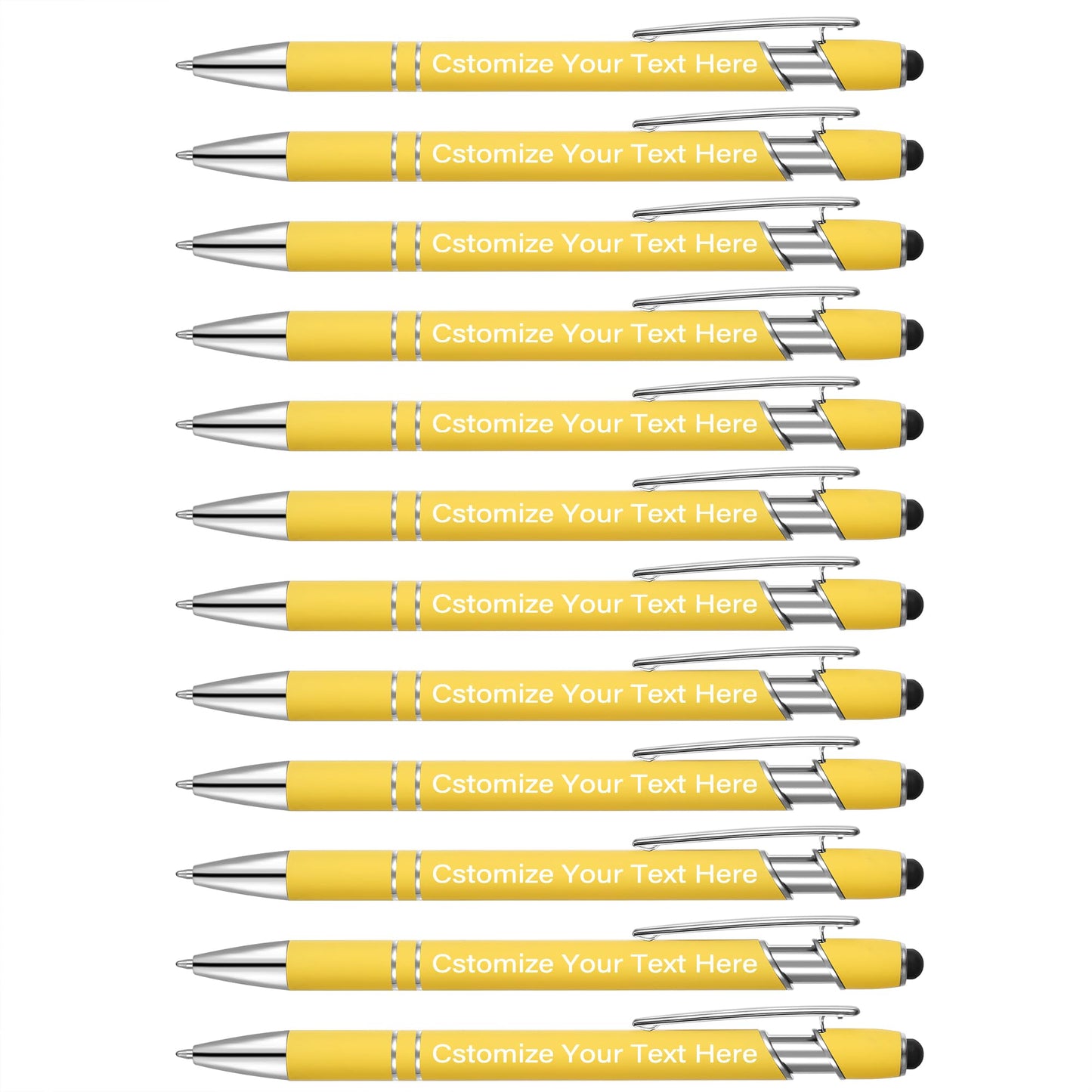 Kingluu 24 Pcs Personalized Ballpoint Pens with Stylus,Smooth Writing,Black Ink Custom Pens with