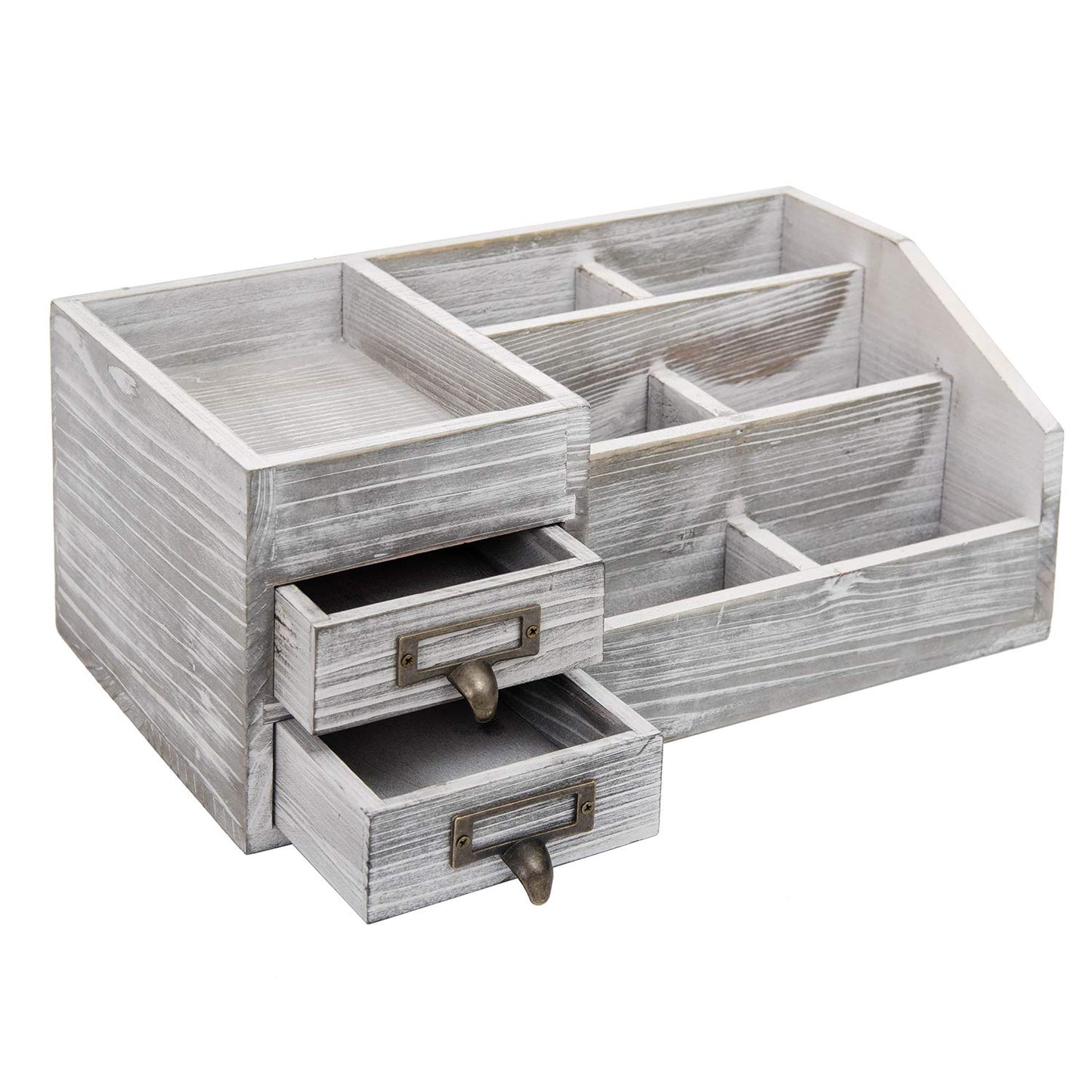 Distressed Rustic Wooden Office Desktop Organizer Wood Shelf Tabletop Home Organizer Storage with