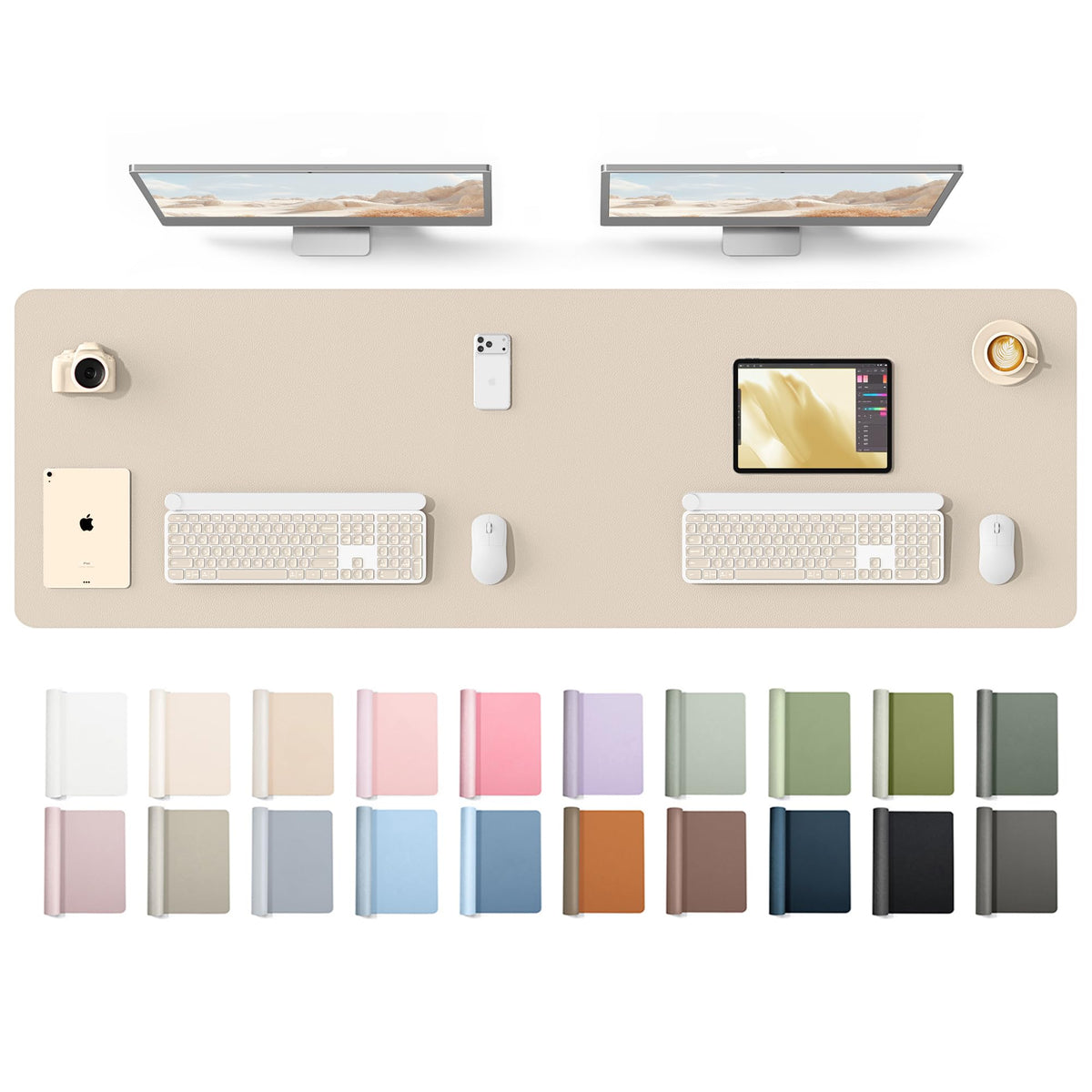 YSAGi Leather Desk Protector, Office Mat, Large Mouse Mat, Non-Slip PU Leather Blotter, Laptop Desk