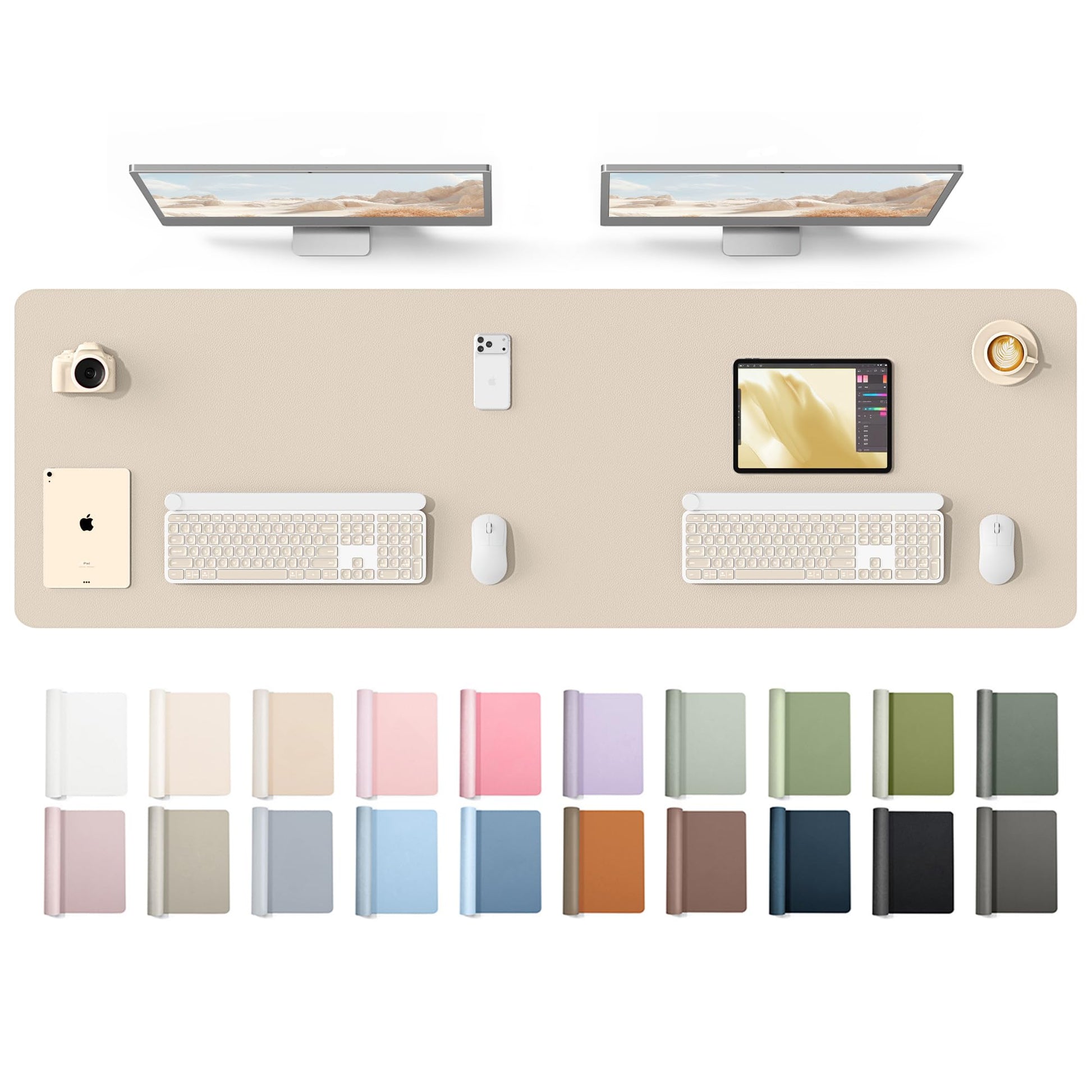 YSAGi Leather Desk Protector, Office Mat, Large Mouse Mat, Non-Slip PU Leather Blotter, Laptop Desk