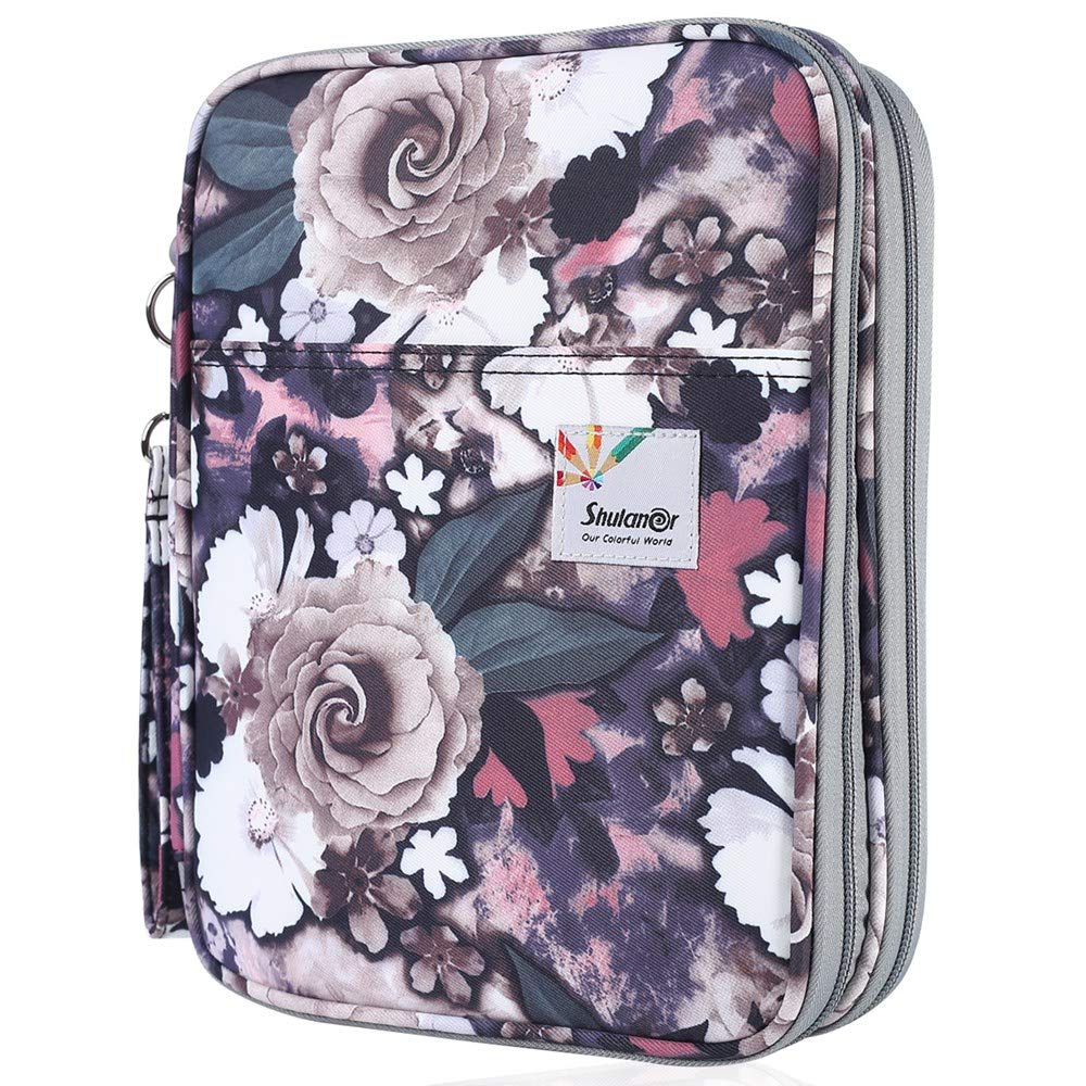 Shulaner Colored Pencil Case Slot Holds 192 Pencils or 144 Gel Pens with Zipper Closure Large