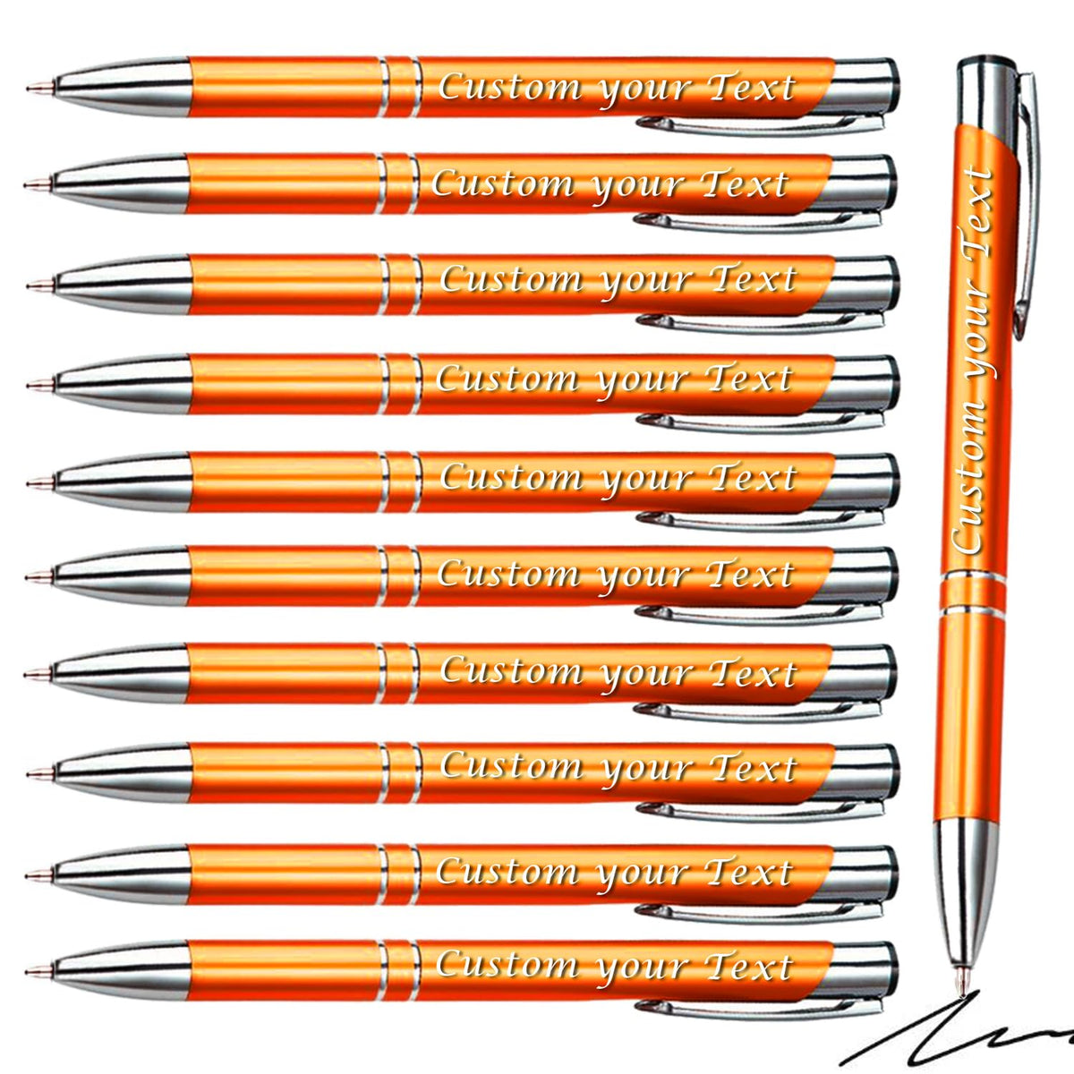 AOK 50PACK Personalized Pens Custom Black writing - Metal Name pens - Laser Engraved with Your Text