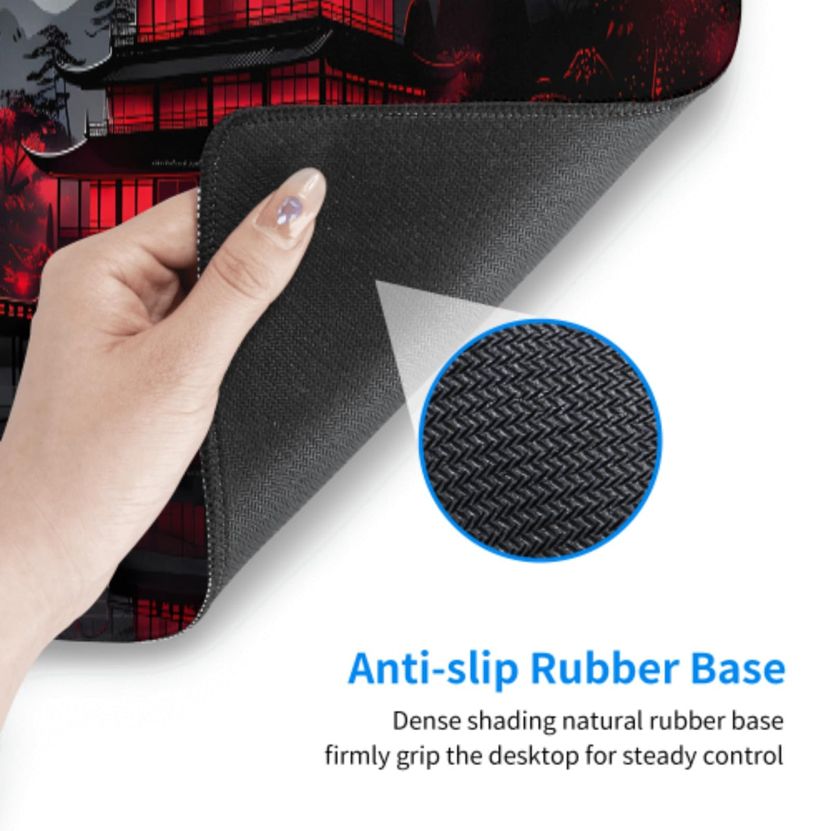 Black Red Japanese Mouse Pad XL 31.5 X 11.8 Inch Design Style Extended Large Gaming Mousepad