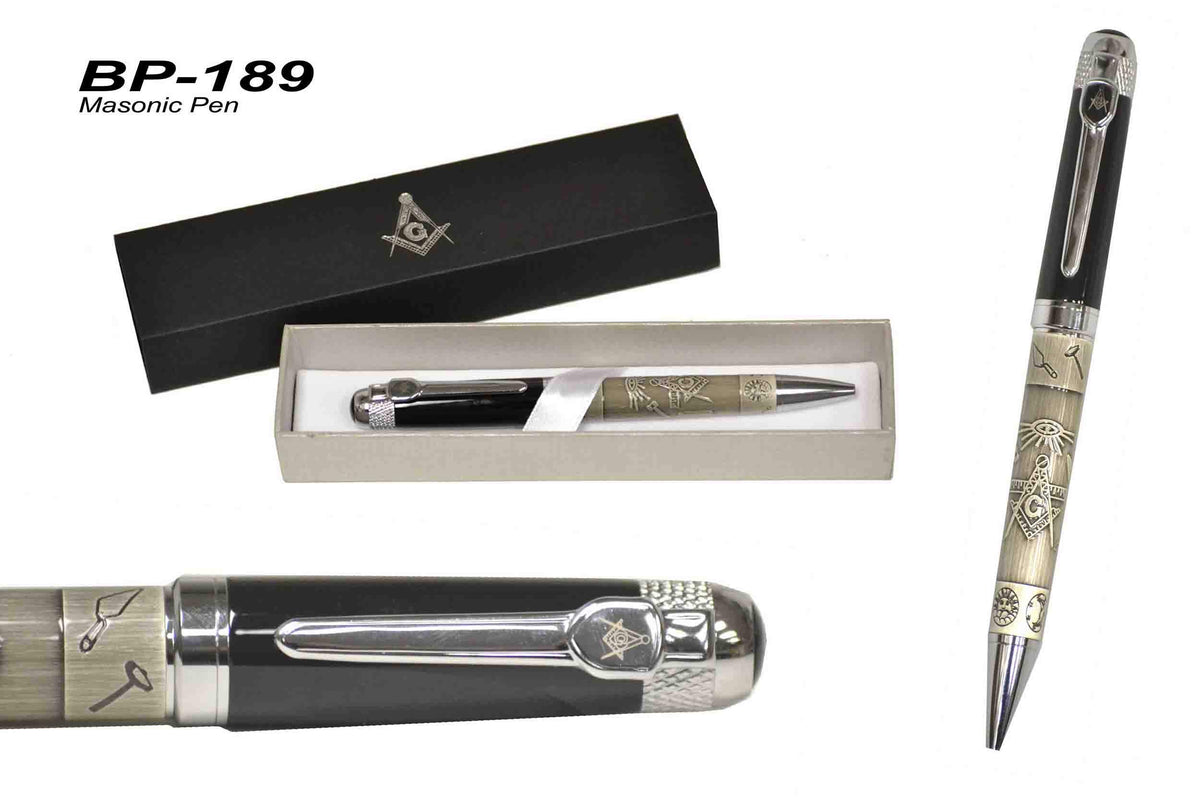 Hattricks Goodimpression Personalized Engraved Masonic Ballpoint Ink Pen Embossed Masonic Symbols