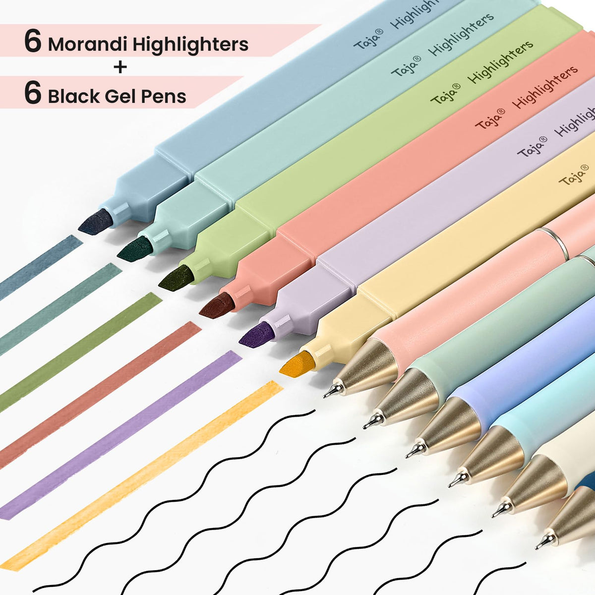 Taja 48 Pack Bible Highlighters and Pens Set, No Bleed and Quick-Drying