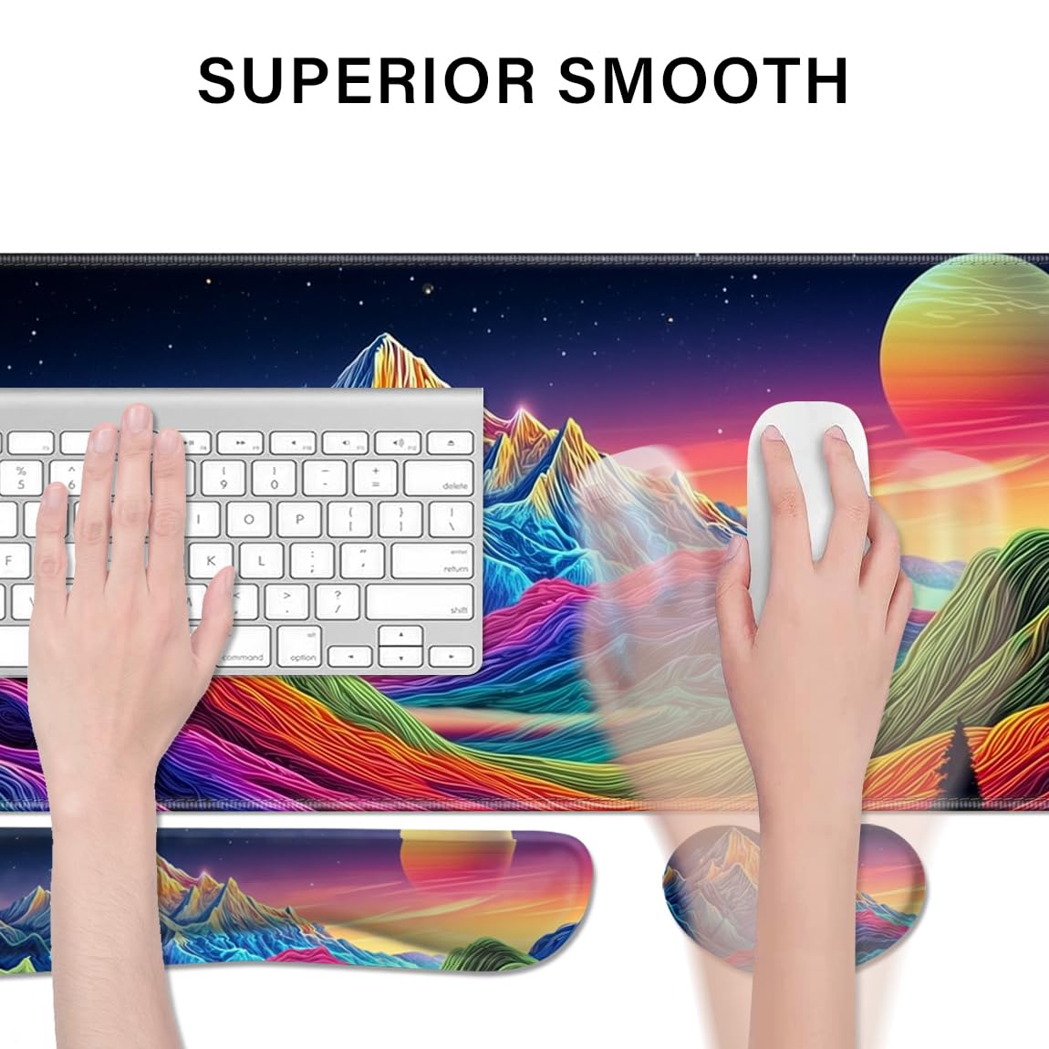 Desk Pad and Keyboard Wrist Rest, Large Mouse Pad + Keyboard Pad+Mouse Wrist Support, Non-Slip Desk