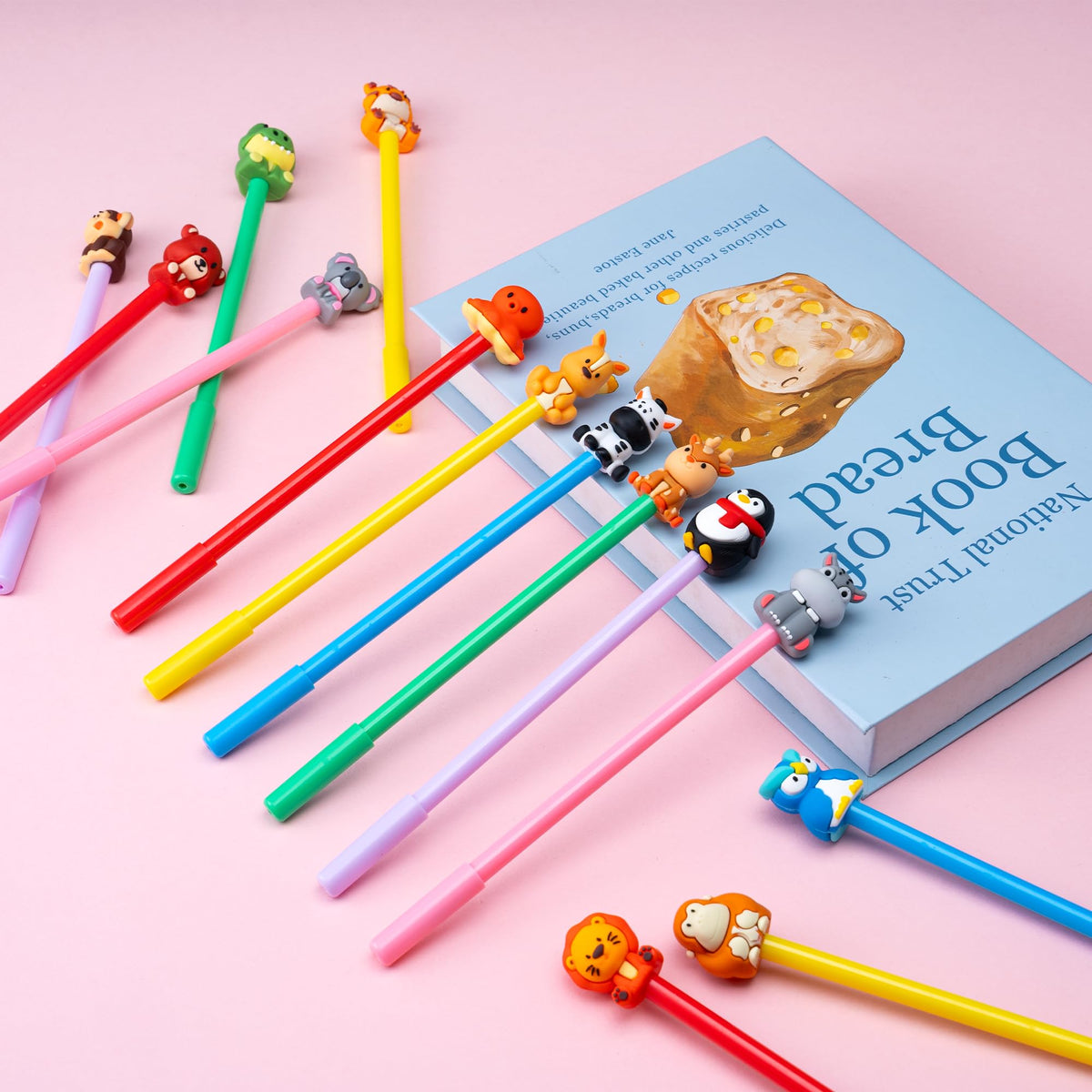 DMIGHT 24Pcs Cute Safari Animals Cartoon Gel Black Ink Pens,Random Kawaii Writing Pens,Assorted