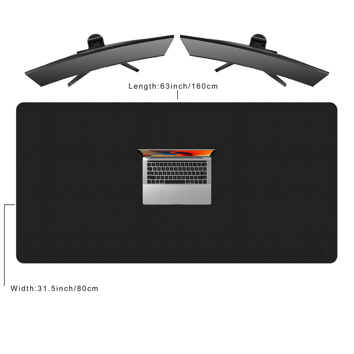 Vyaaa Large Leather Desk Mat, 63” x 31” Leather Desk Pad Protector, Black