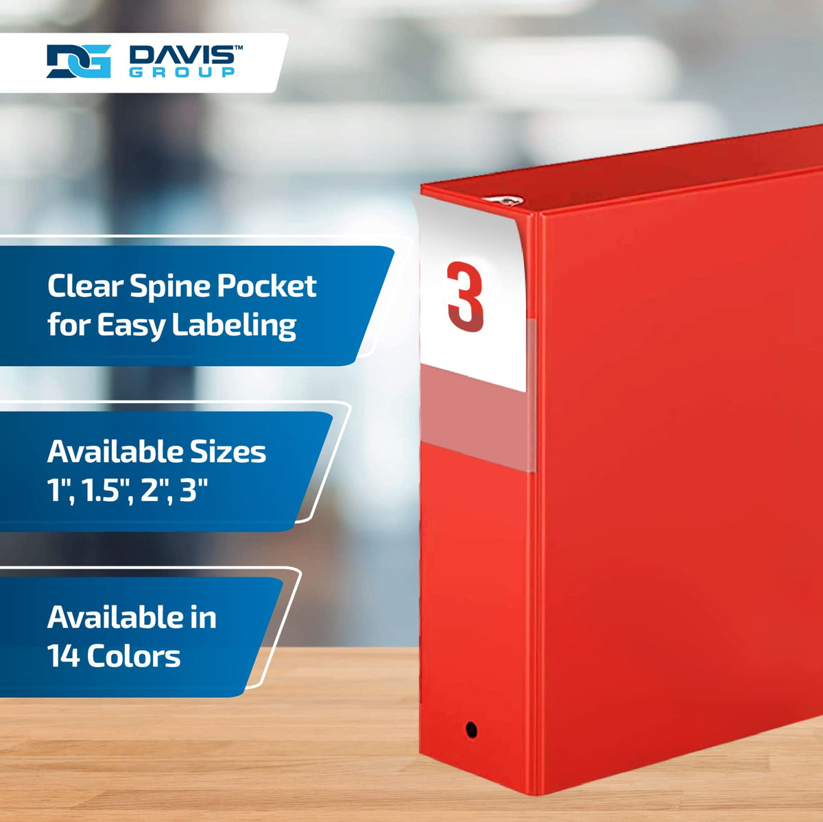 Premium Economy 3-Ring Binder, Spine Label, 3" Round Rings, Red, 6 Pack